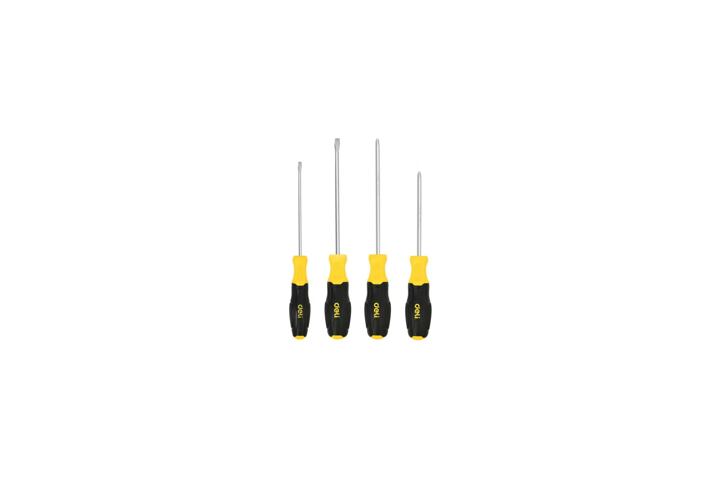 Набор отверток DELI 4 шт DL630004N (SL5/PH1x100 + SL6/PH2x150, сталь Cr-V, двухкомпонентная прорезиненная рукоять) 183594