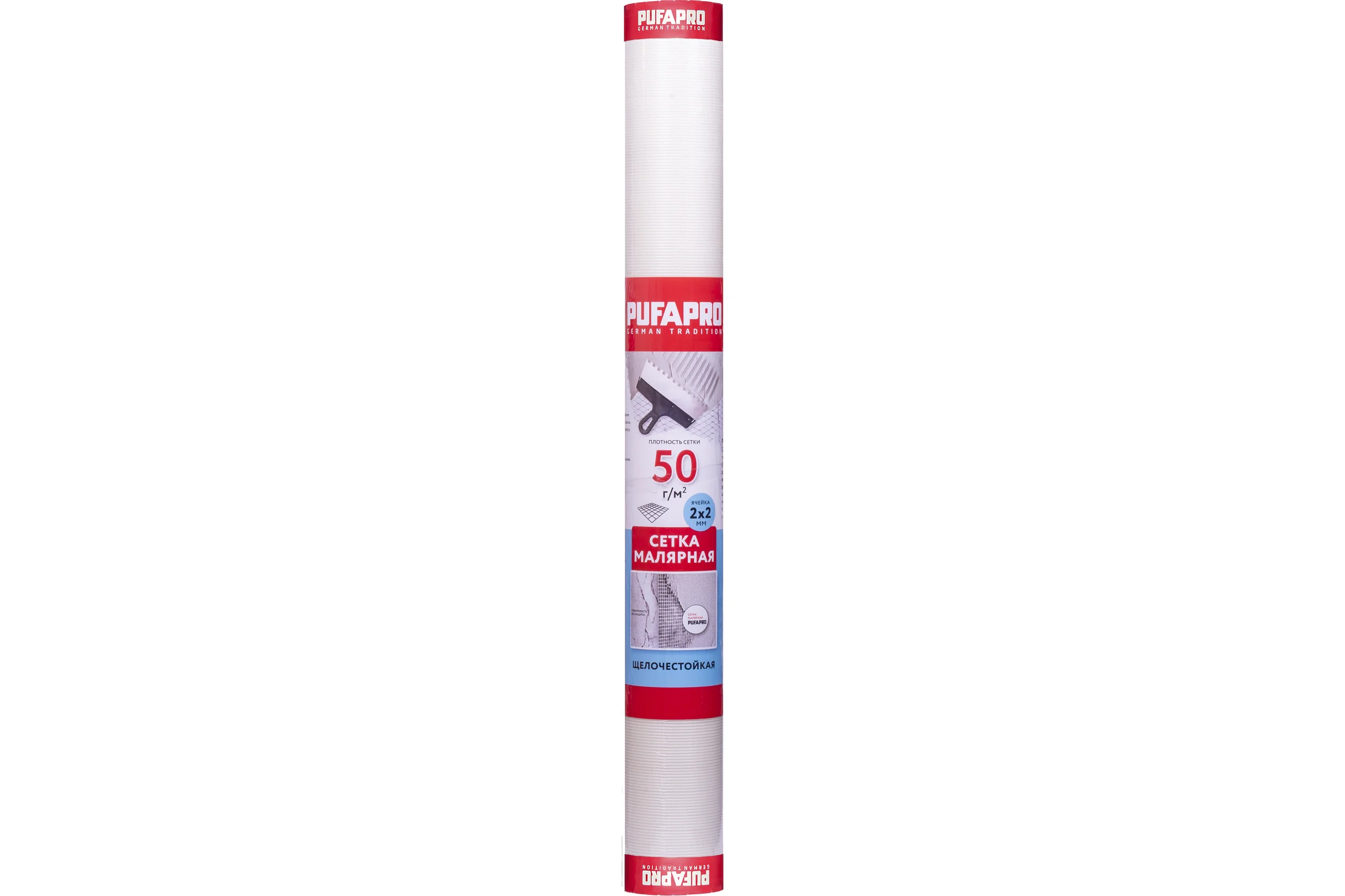 Малярная стеклотканевая сетка PUFAPRO 2х2 мм, 50 г/кв.м, 1 м х 50 м 71711000