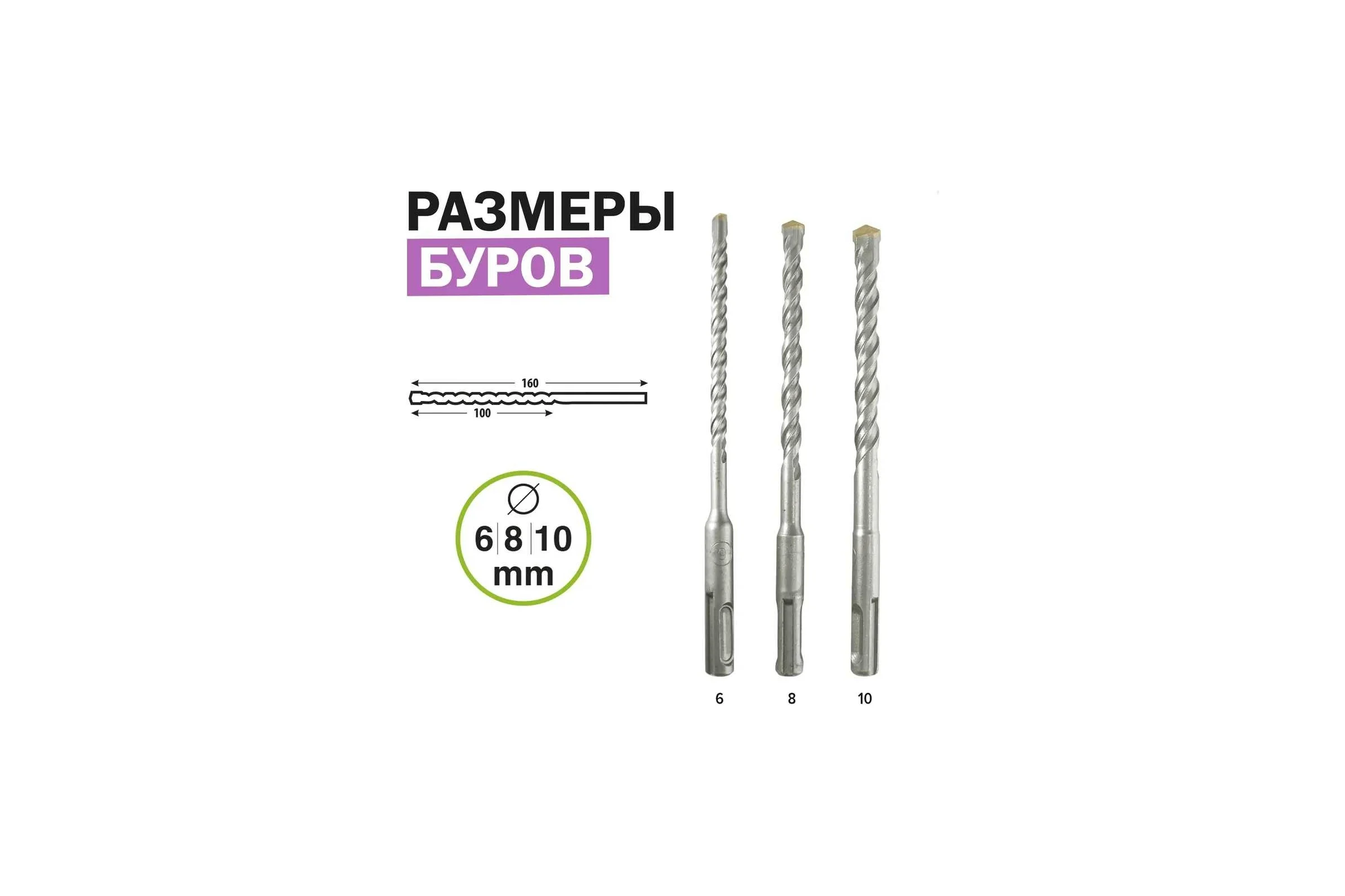 Набор буров SDS+ (3 шт; 6/8/10х160 мм) на подвесе Pobedit 4080003