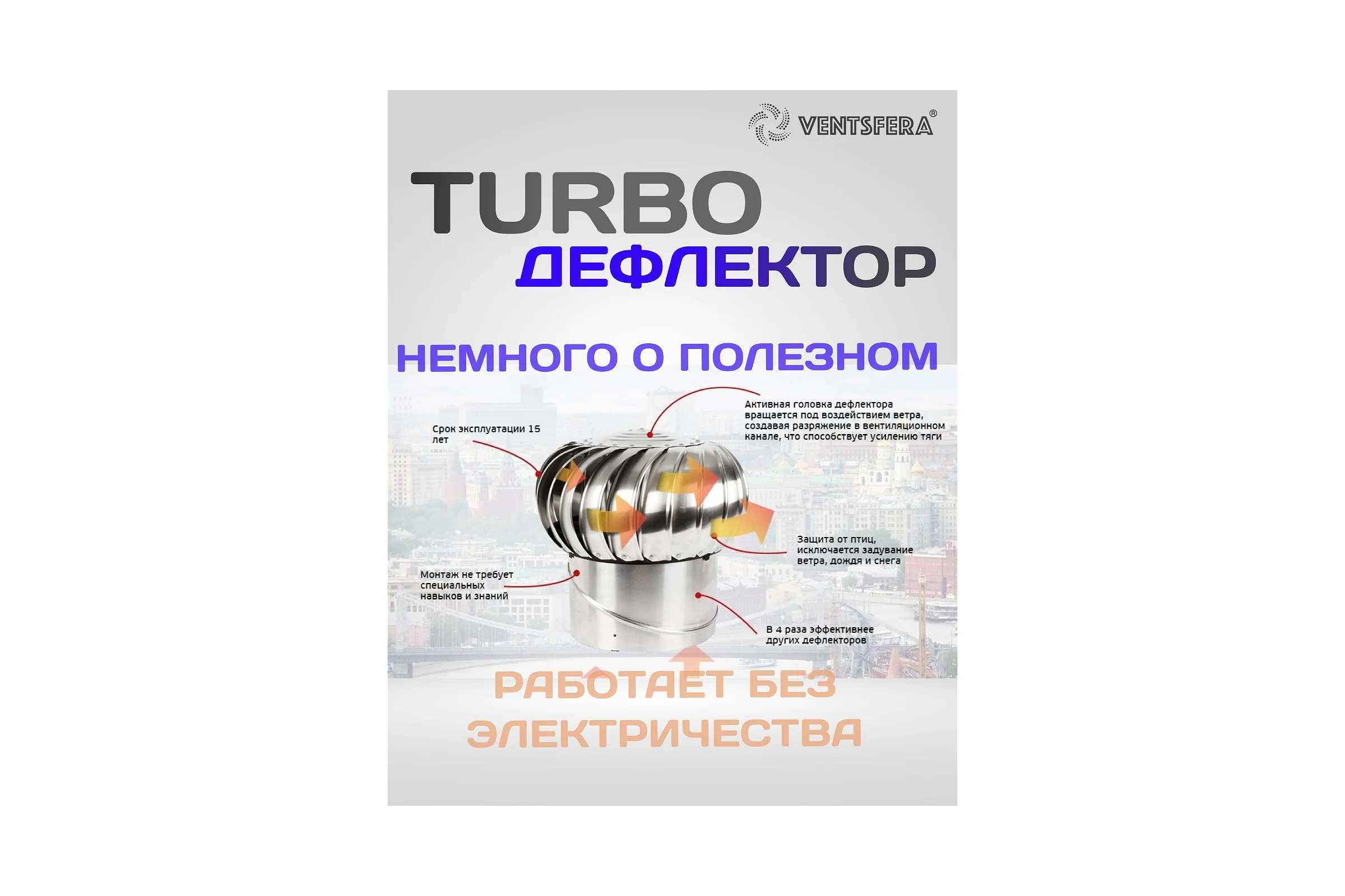 Турбодефлектор VENTSFERA нержавеющая сталь , D100mm ТДО-100