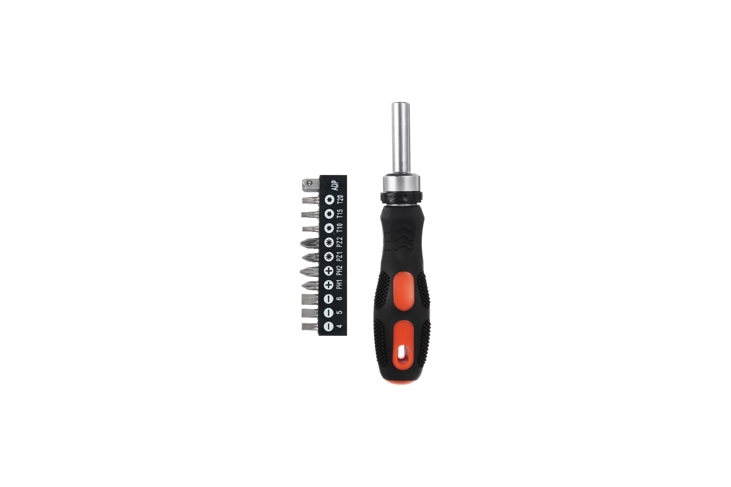 Отвертка ЕРМАК реверсивная, адаптер 1/4, биты: SL4,SL5.5,SL6.5,PH1,PH2,PZ1,PZ2,TORX10,TORX15,TORX20 651-197