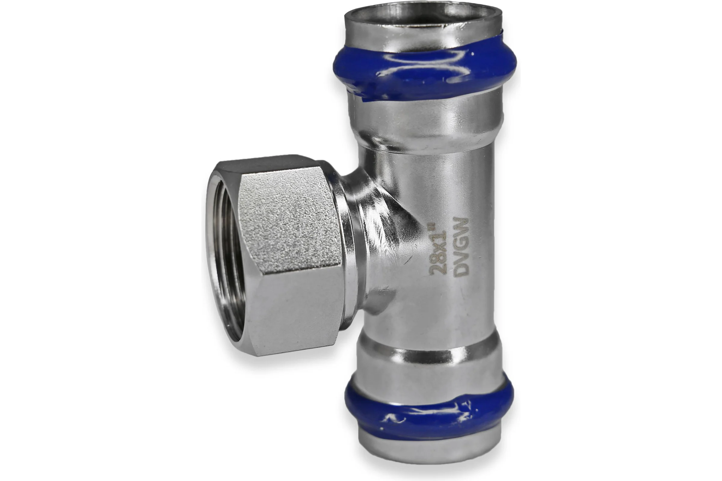 Тройник из нержавеющей стали 22×1/2"×22 с внутренней резьбой Millennium TPNF2212