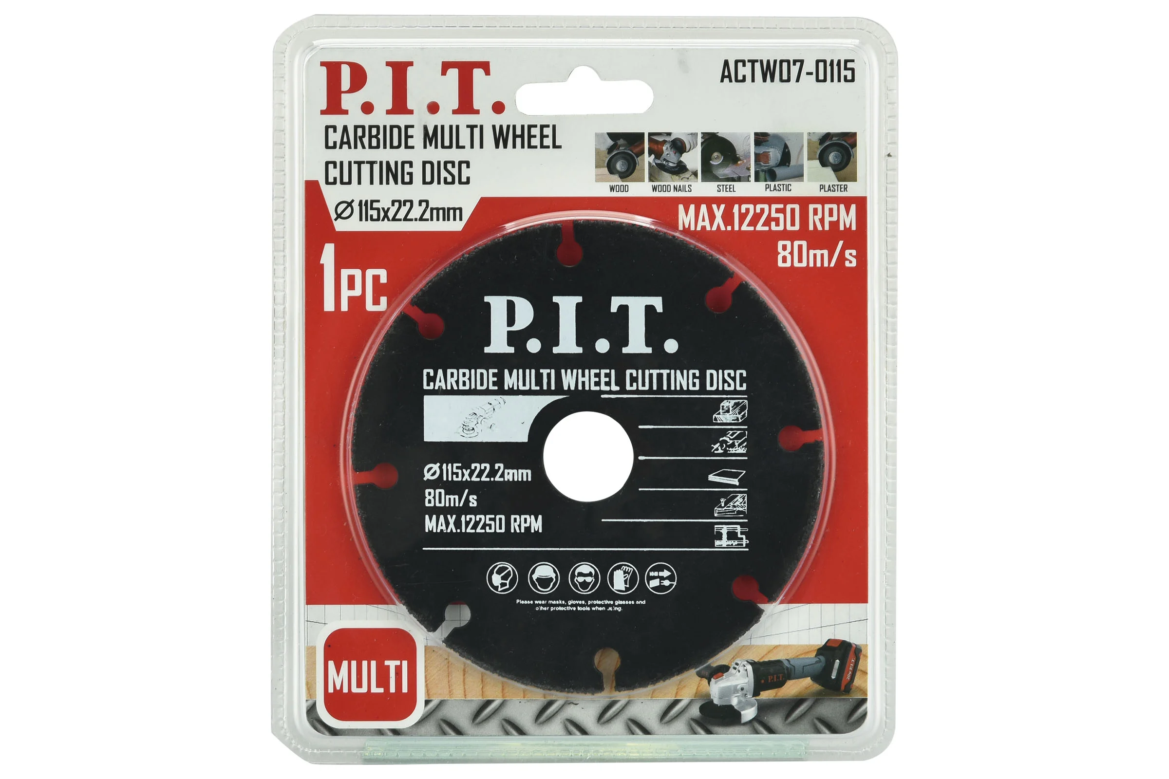 Диск отрезной по дереву для УШМ P.I.T. 115x22.2x1.2 мм 3T ACTW07-0115