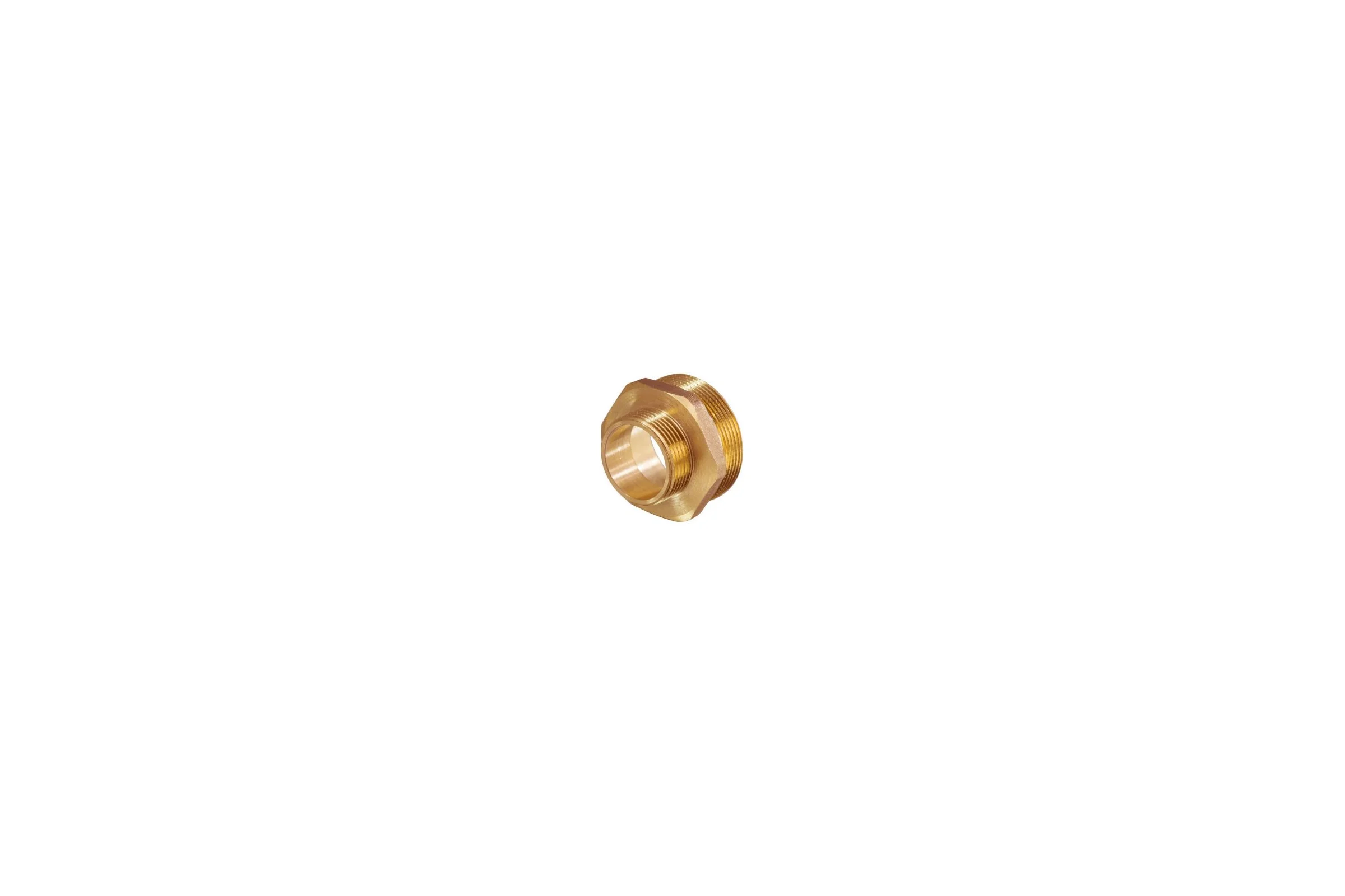 Ниппель латунный никелированный переходной 1 1/2"×1 1/4" с наружной резьбой для соединения труб разного диаметра Millennium LBMM4032