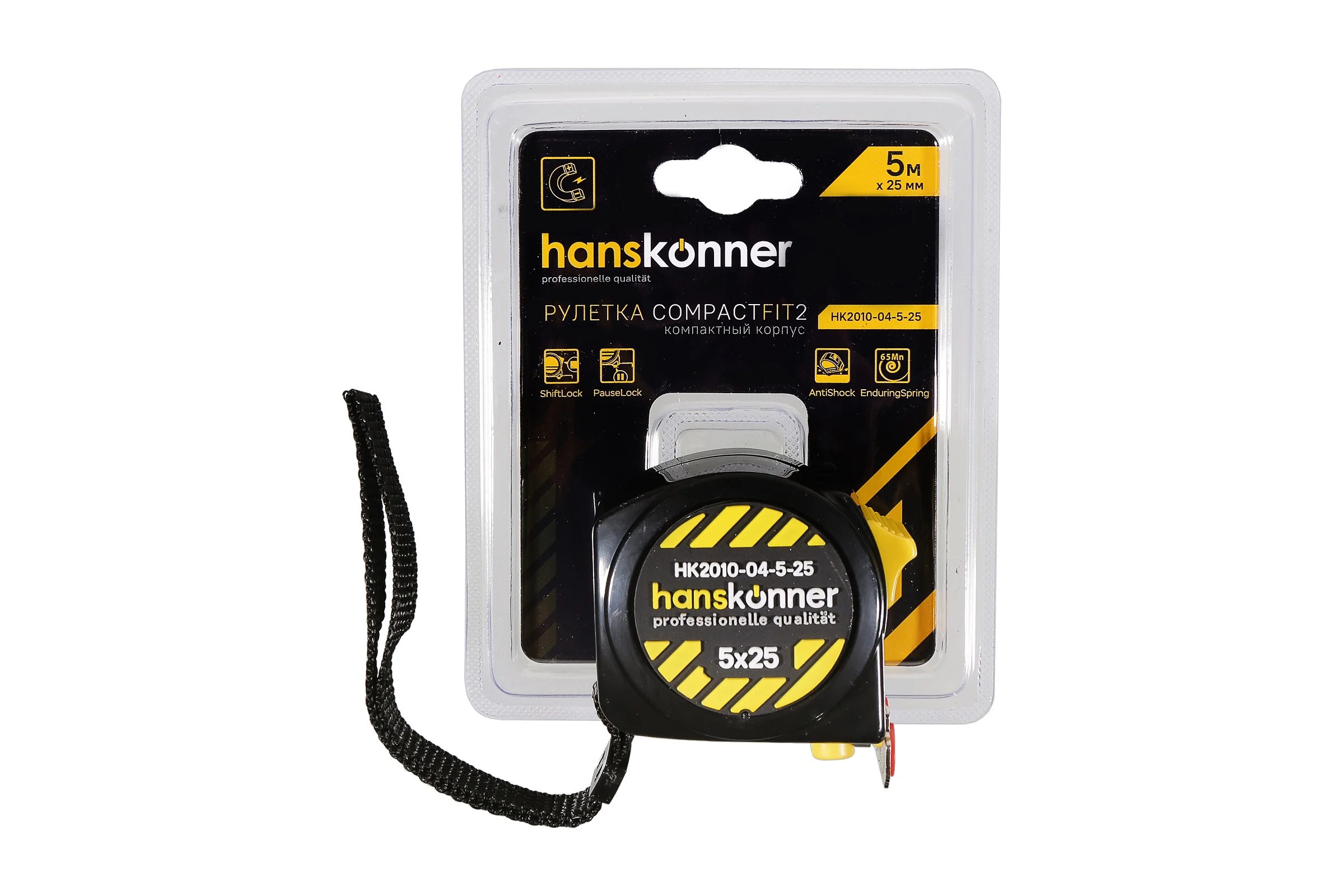 Рулетка Hanskonner 5x25, 2 стопа HK2010-04-5-25