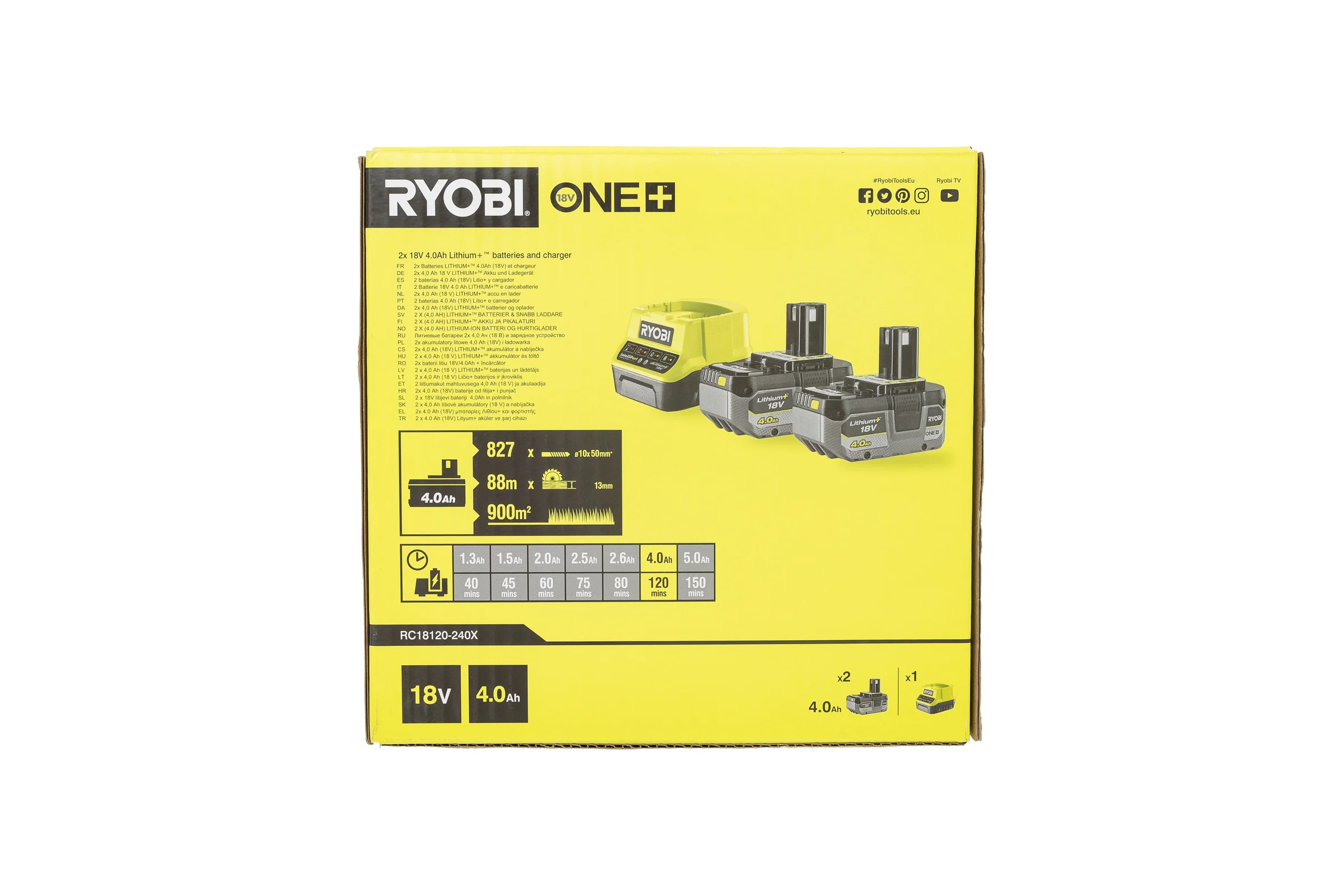 Набор 2xRB1840X + RC18120 RC18120-240X (18В; 4 Ач)  Ryobi 5133005092