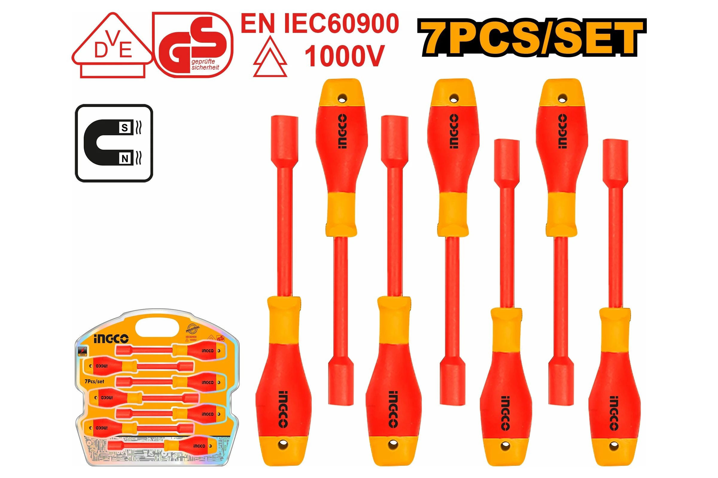 Набор диэлектрических отверток INGCO 7 шт INDUSTRIAL HKISD0701
