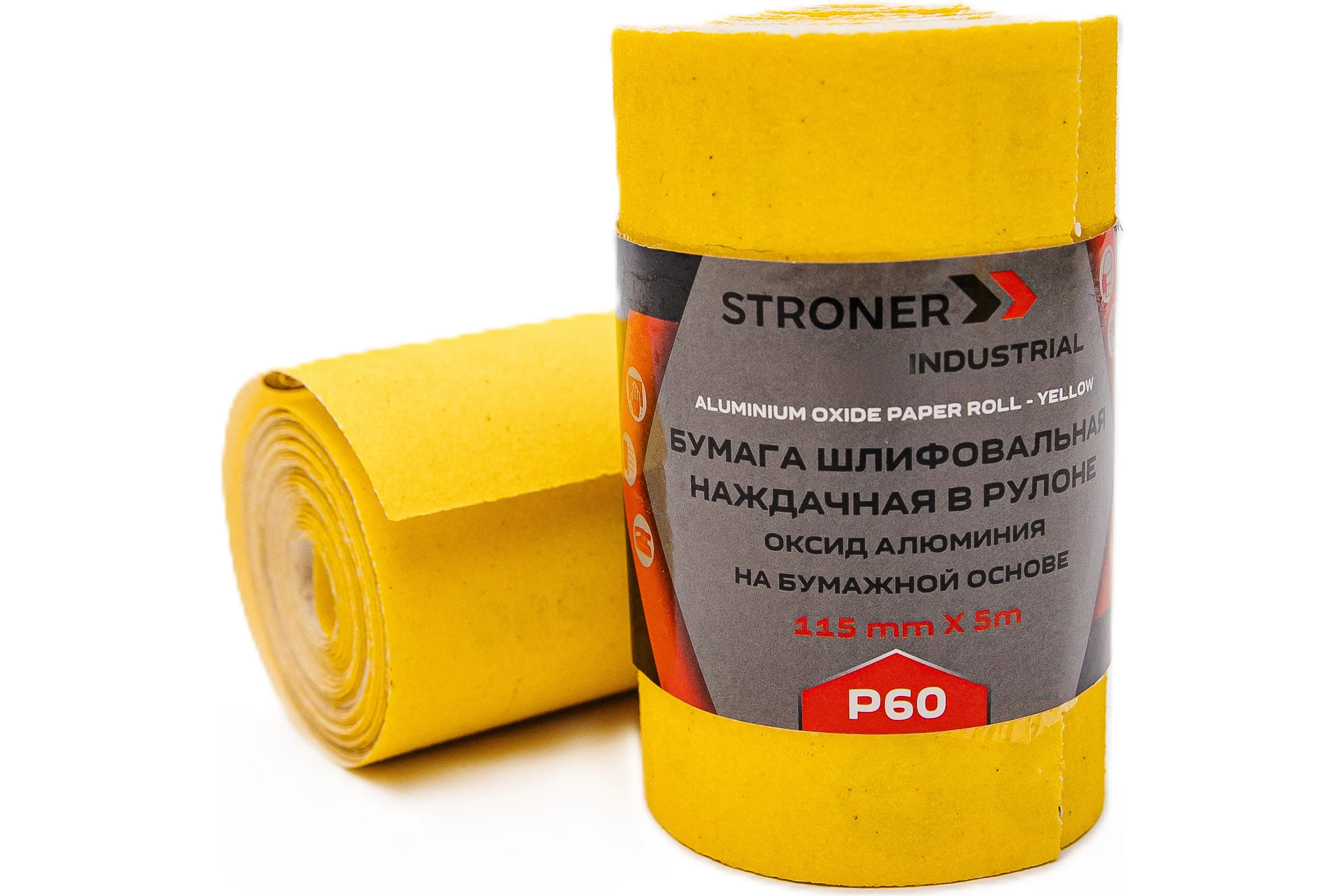Бумага шлифовальная наждачная в рулоне STRONER 115 мм, 5 м, P60, 2 шт/уп wpi560-1