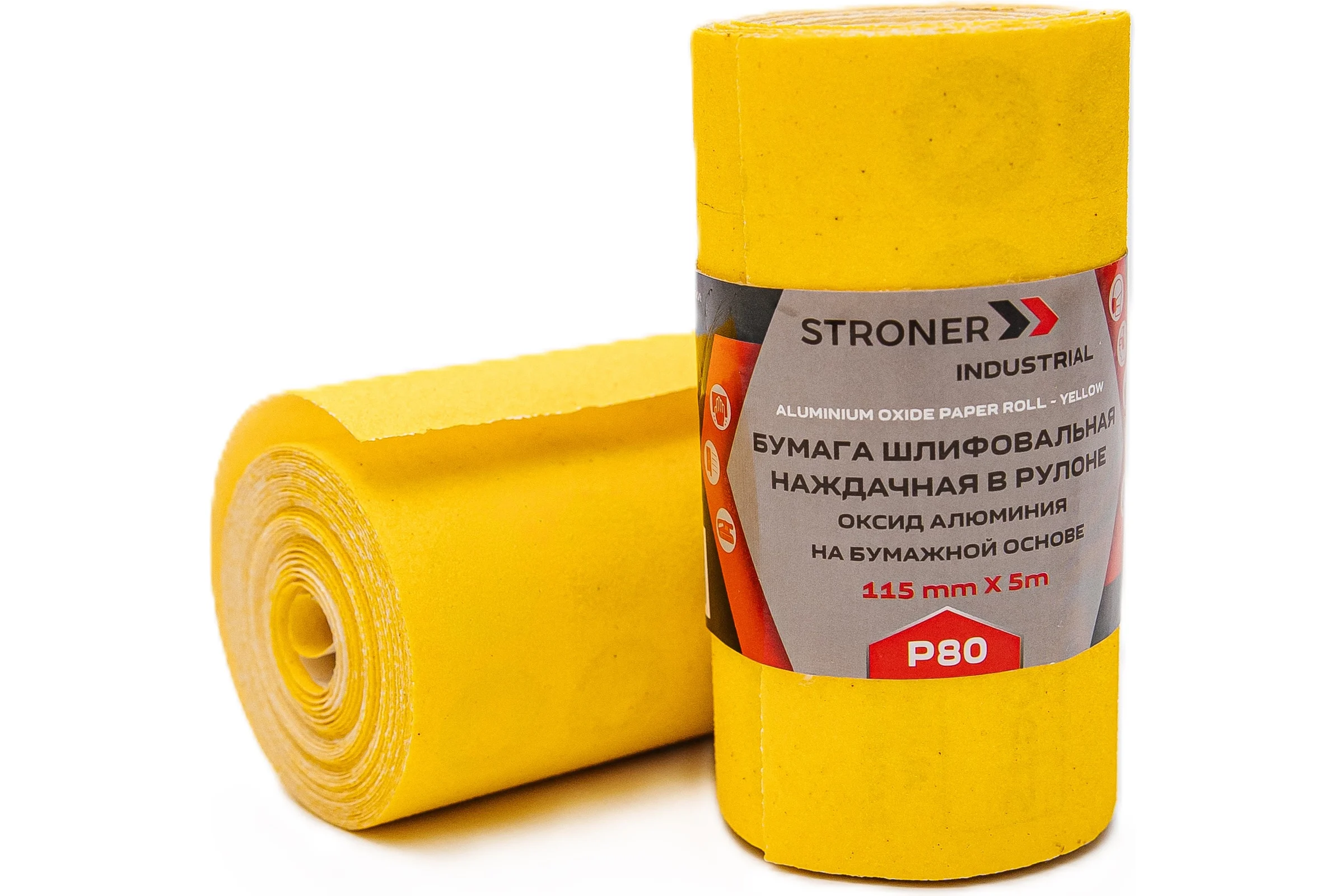 Бумага шлифовальная наждачная в рулоне STRONER 115 мм, 5 м, P80, 2 шт/уп wpi580-1
