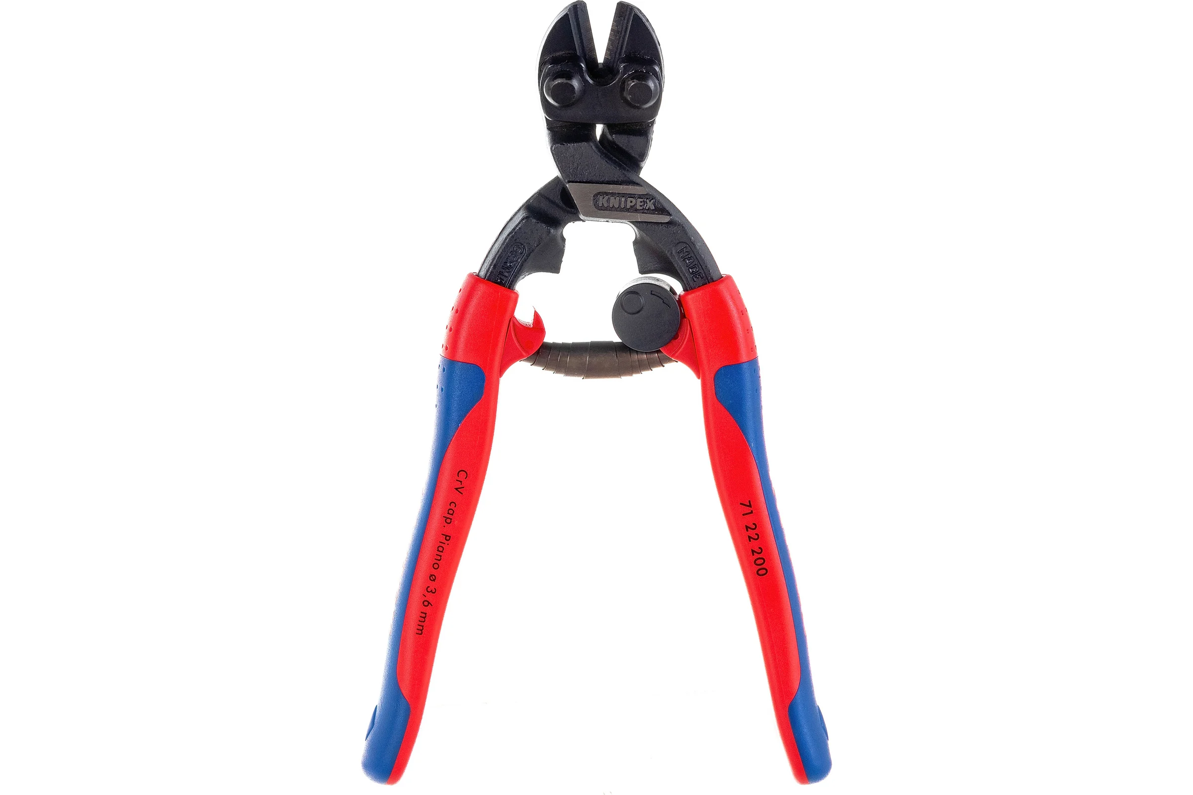 Болторез Knipex, CoBolt, компактный, с пружиной, голова 20 градусов, 200 мм, черный, 2К ручки, KN-7122200SB