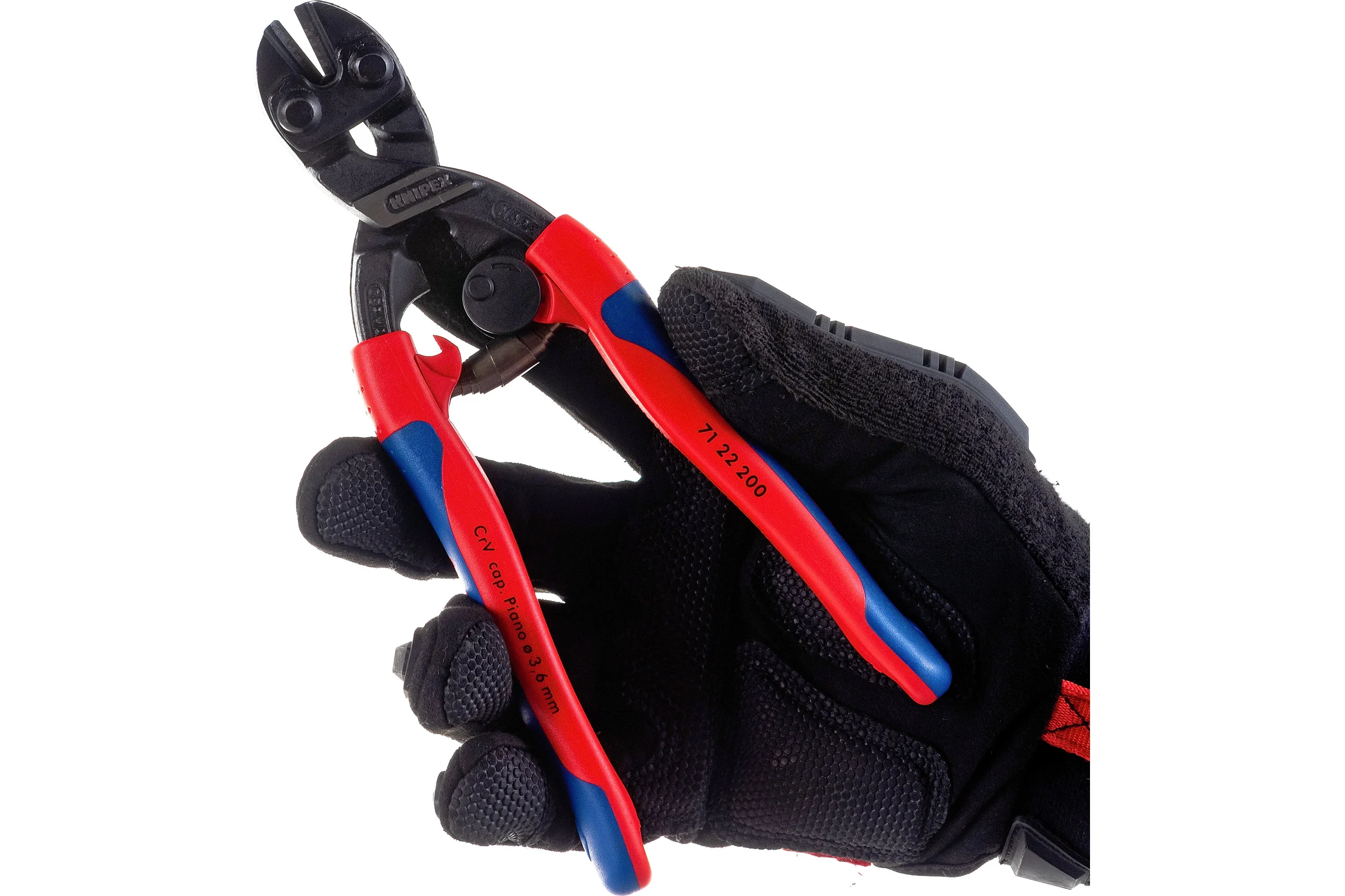Болторез Knipex, CoBolt, компактный, с пружиной, голова 20 градусов, 200 мм, черный, 2К ручки, KN-7122200SB