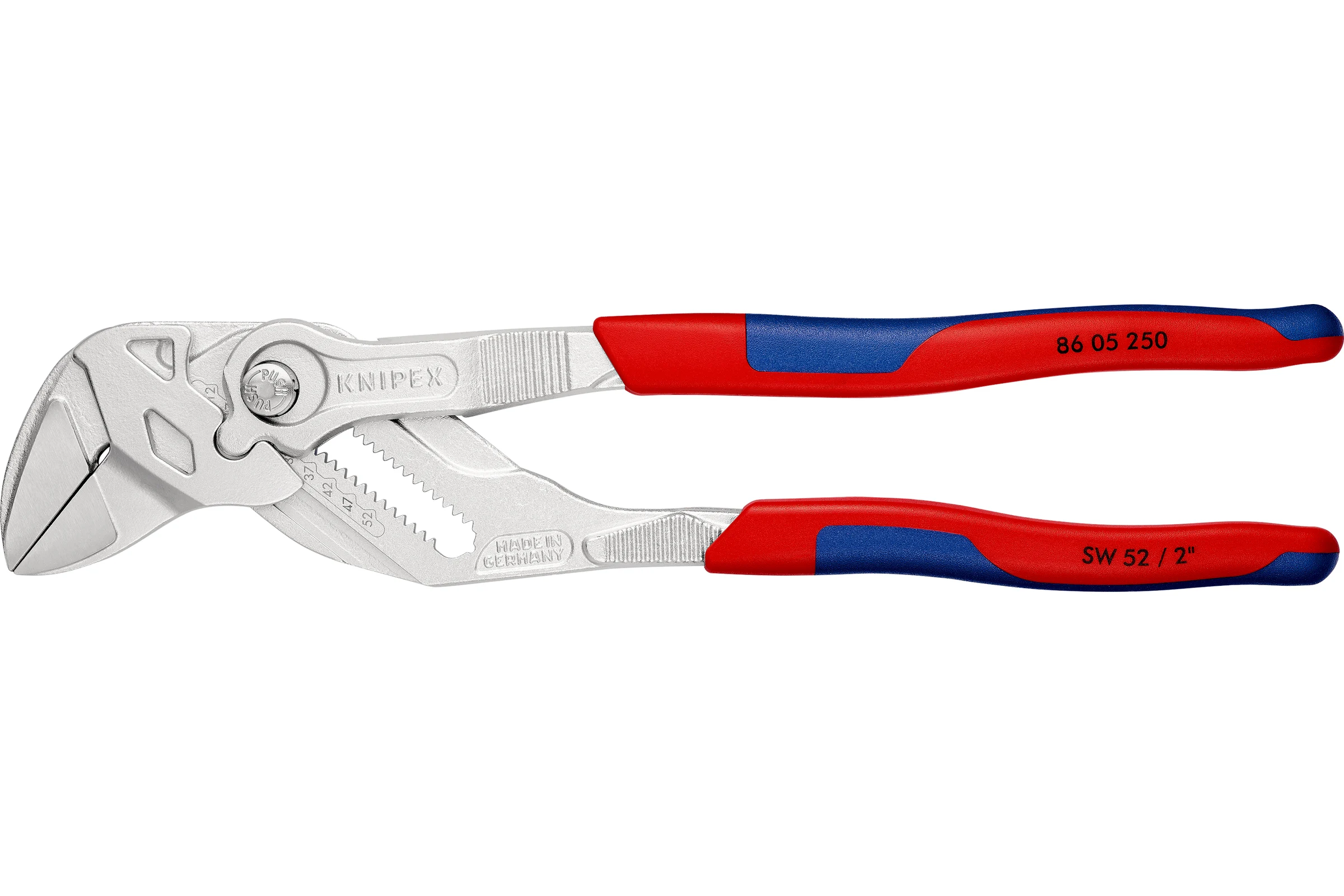 Переставные клещи-ключ Knipex 52 мм (2"), длина 250 мм, хром, 2К ручки, KN-8605250SB