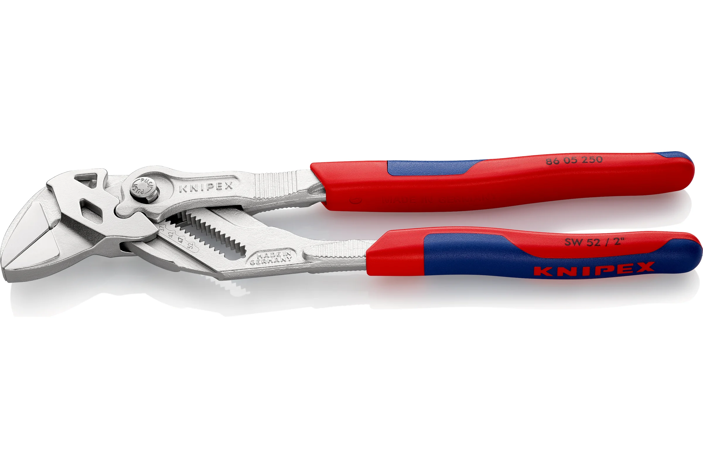 Переставные клещи-ключ Knipex 52 мм (2"), длина 250 мм, хром, 2К ручки, KN-8605250SB