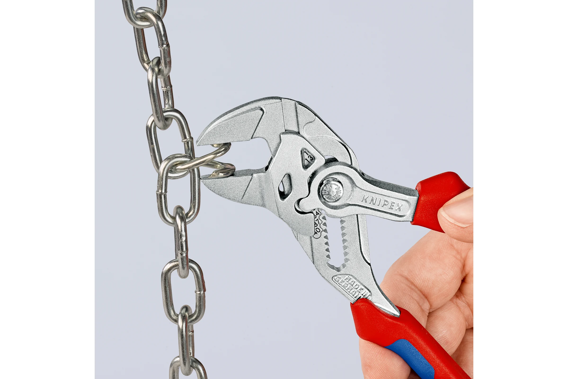 Переставные клещи-ключ Knipex 40 мм (1 1/2"), длина 180 мм, хром, 2К ручки, KN-8605180SB