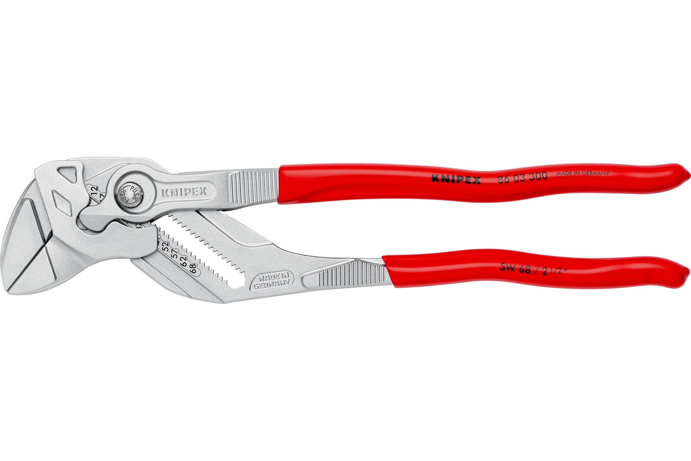 Переставные клещи-ключ Knipex 68 мм (2 1/2"), длина 300 мм, хром, 1К ручки, KN-8603300SB