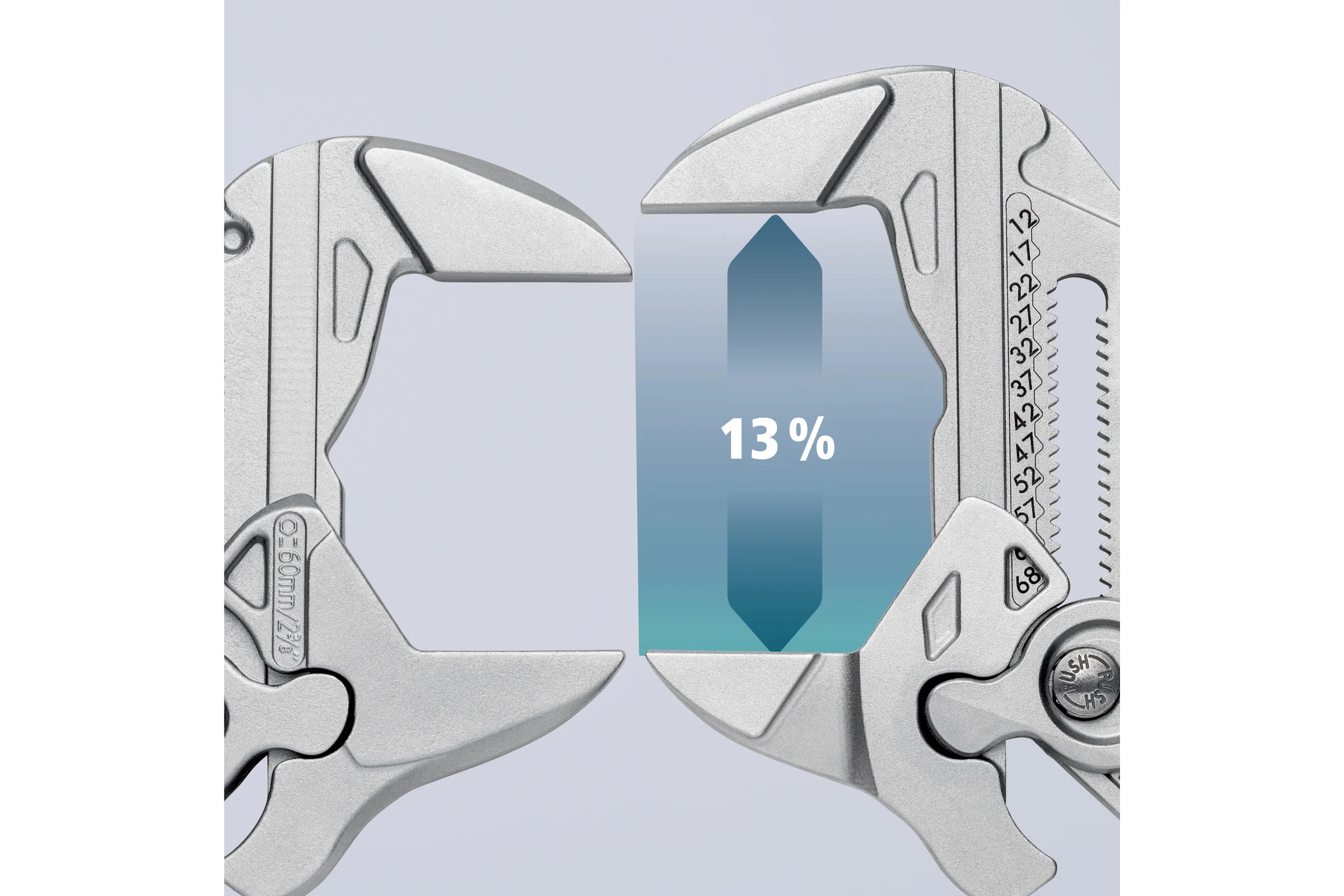 Переставные клещи-ключ Knipex 68 мм (2 1/2"), длина 300 мм, хром, 1К ручки, KN-8603300SB