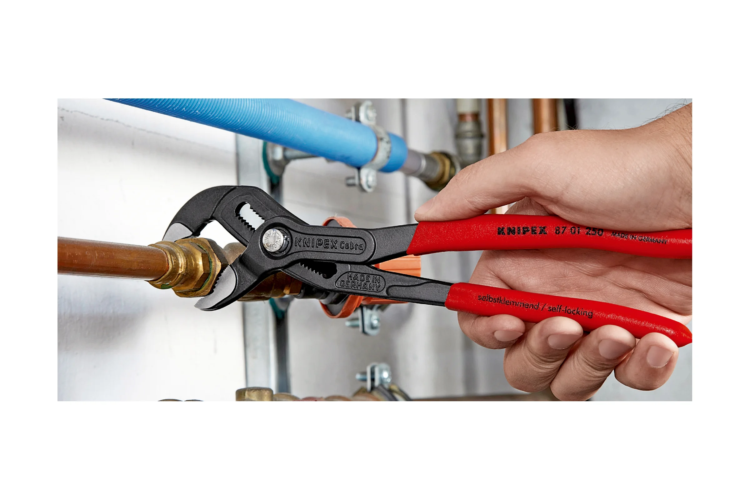 Переставные клещи Knipex COBRAmatic с фиксатором, 50 мм (2"), длина 250 мм, 1К ручки, KN-8711250SB