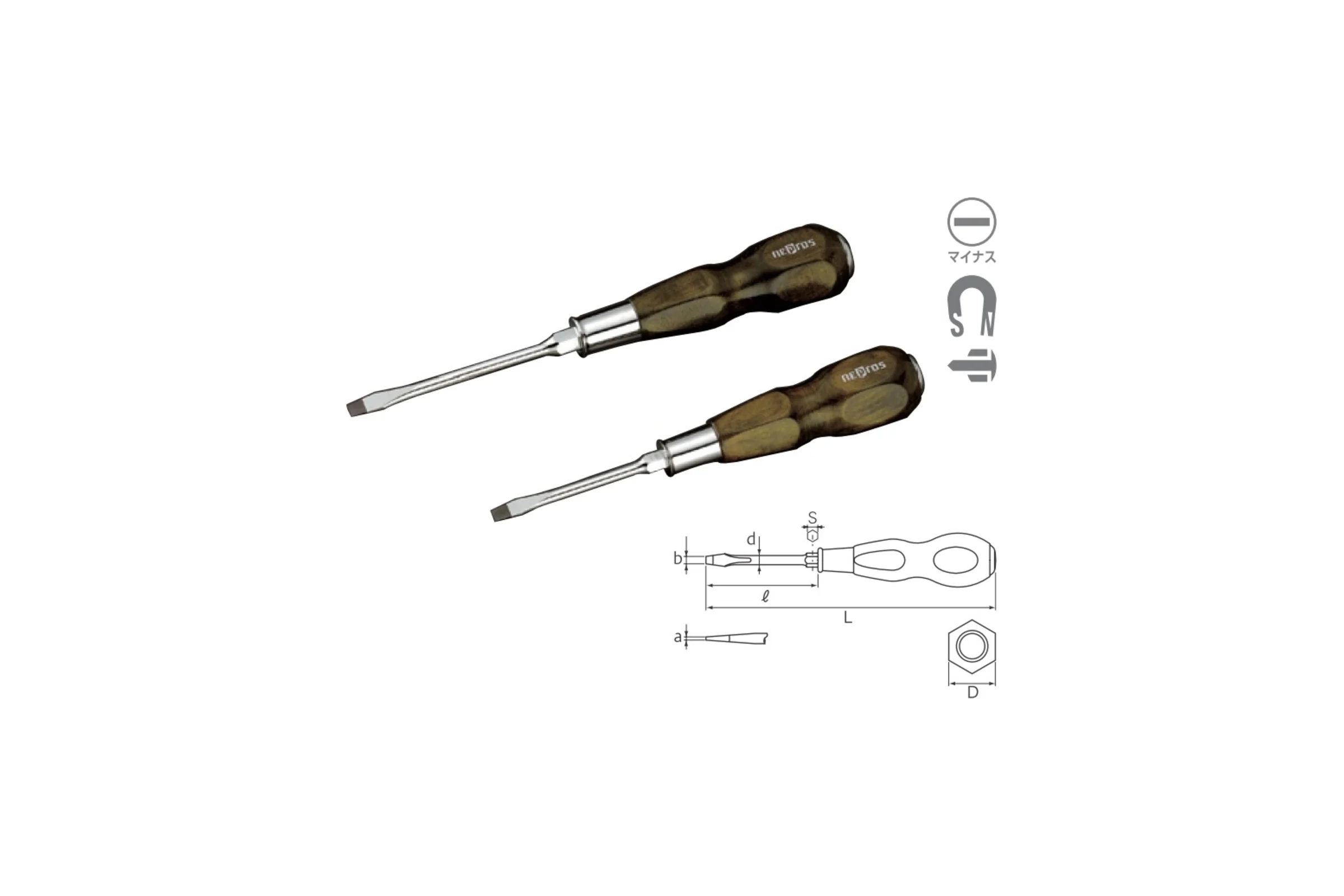 Комплект отверток KTC с деревянной рукояткой, 6 шт NTD306