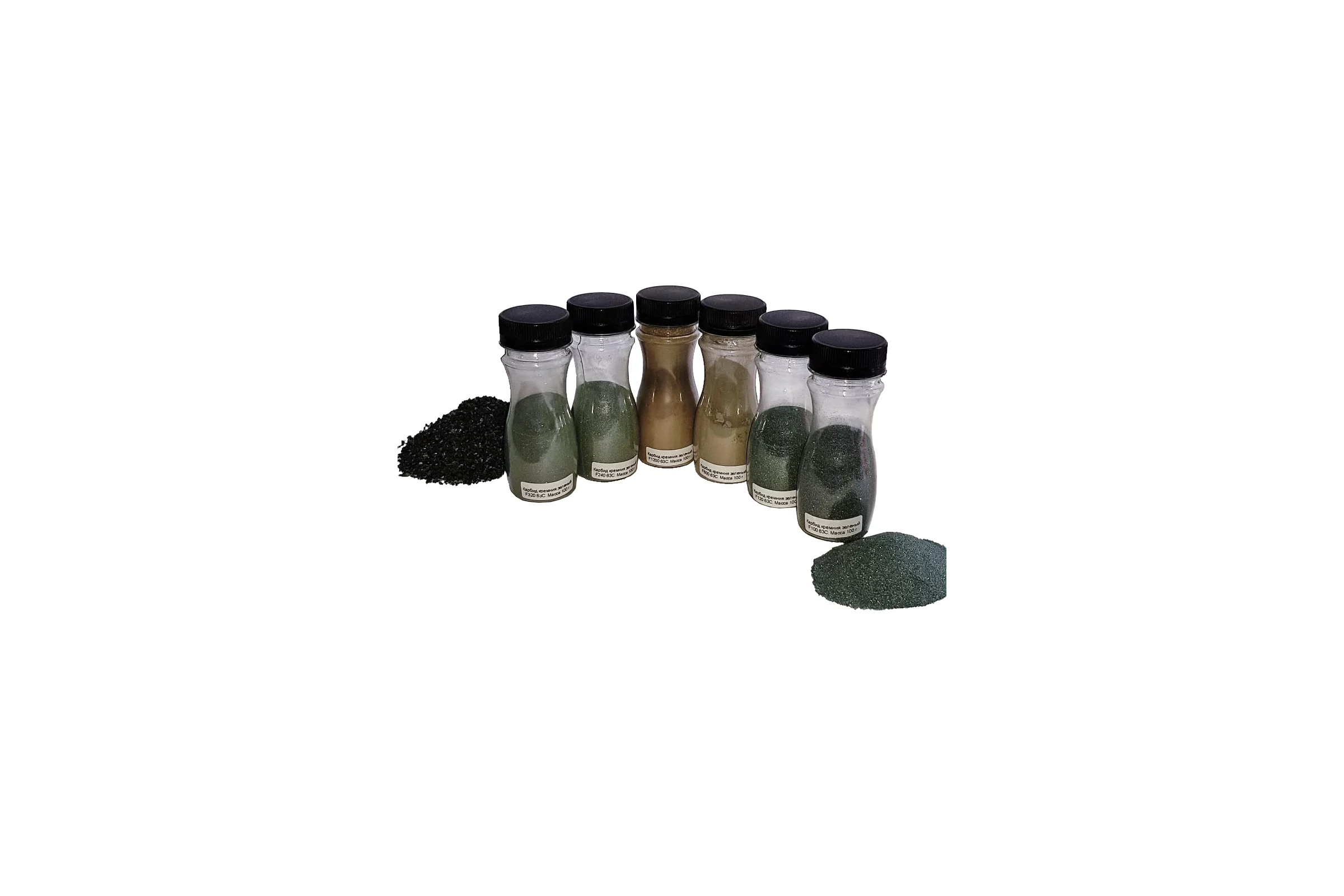 Комплект шлифзерна карбида кремния F100, F120, F240, F320, F600, F1200 (6x100 г) РИАЗ 2021062901