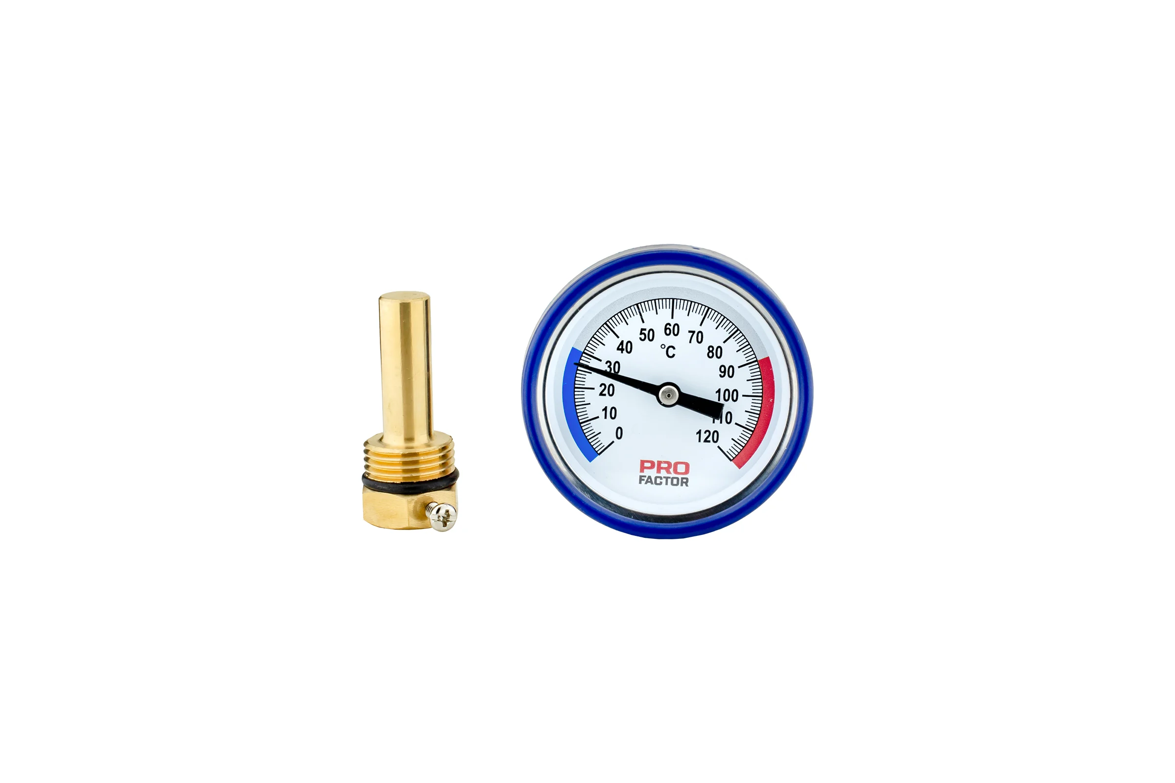 Термометр аксиальный PROFACTOR Ф 63мм 0–120C с гильзой 1/2- 50мм PF SG 868 - BP