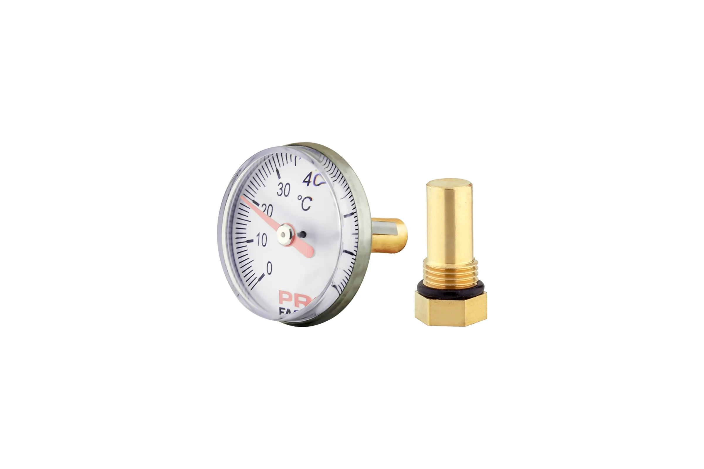 Термометр аксиальный PROFACTOR Ф 40мм 0–80C с гильзой 1/4- 32мм PF SG 866 - BP