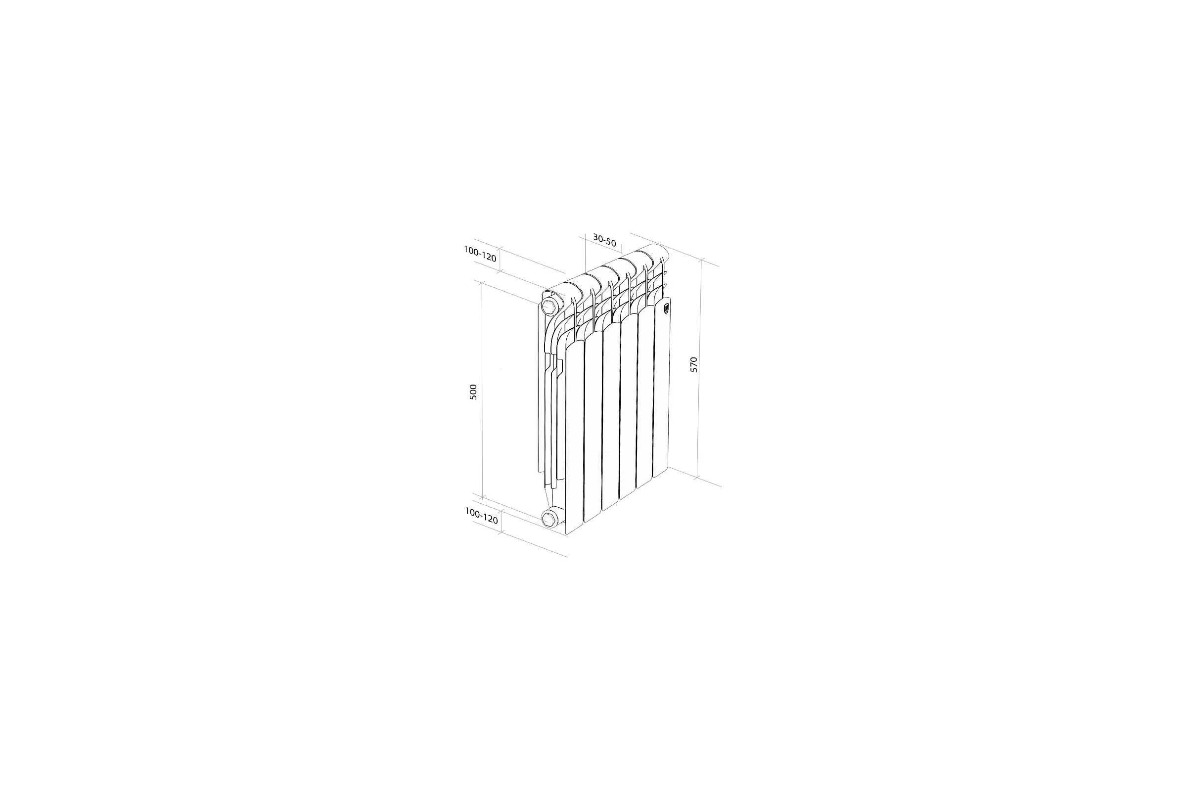Радиатор алюминиевый ROYAL THERMO Revolution A 500 - 4 секц. НС-1682234