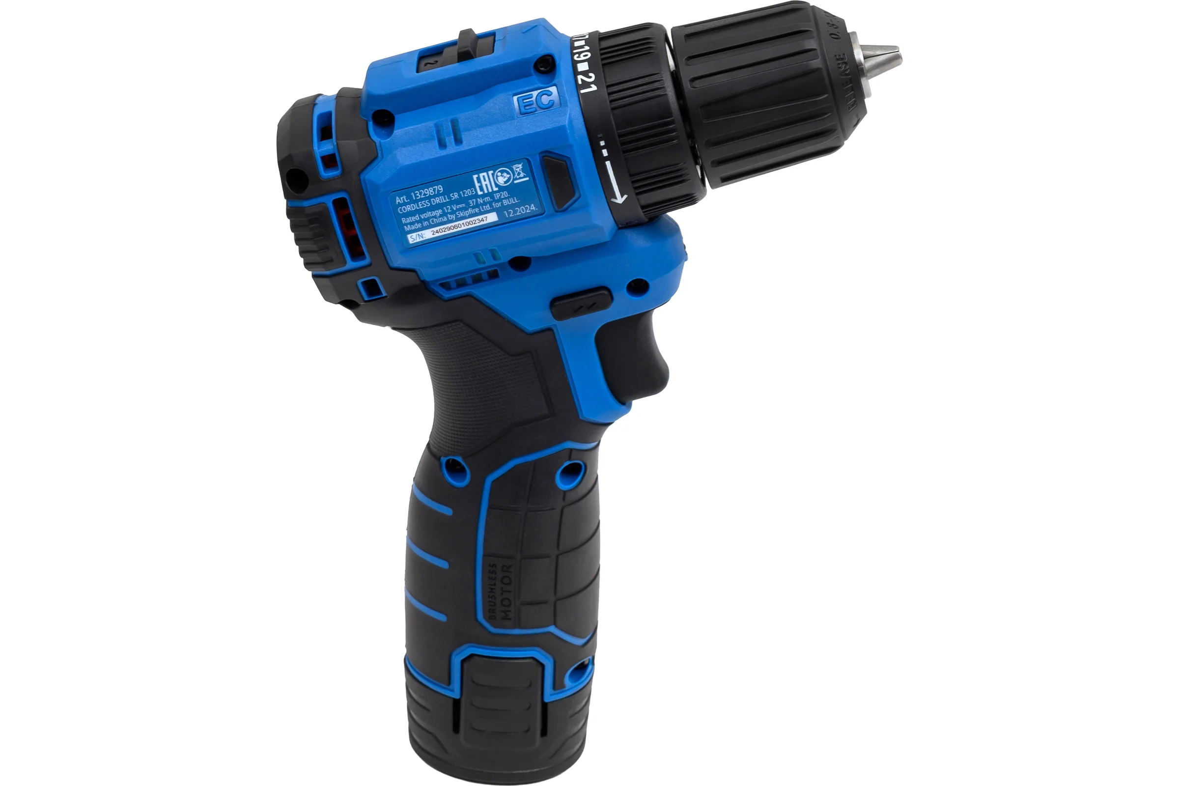 Аккумуляторная дрель-шуруповерт BULL SR 1203 Xcase БЕСЩЕТ., 12 В, 37 Н*м, 2*2 А*ч акб, БЗП 10 мм 1329879