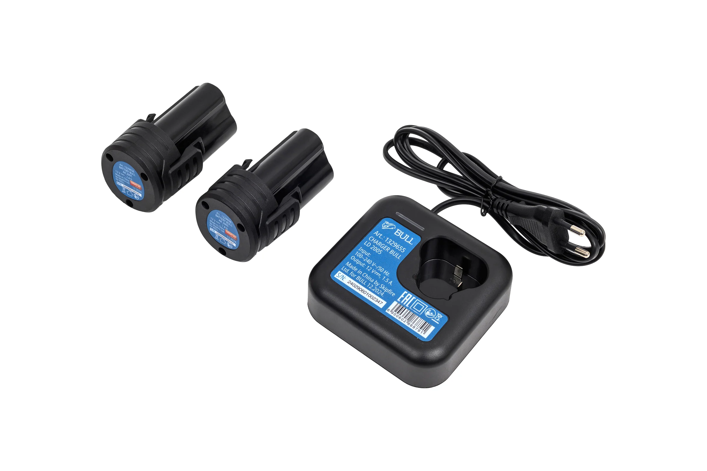 Аккумуляторная дрель-шуруповерт BULL SR 1203 Xcase БЕСЩЕТ., 12 В, 37 Н*м, 2*2 А*ч акб, БЗП 10 мм 1329879