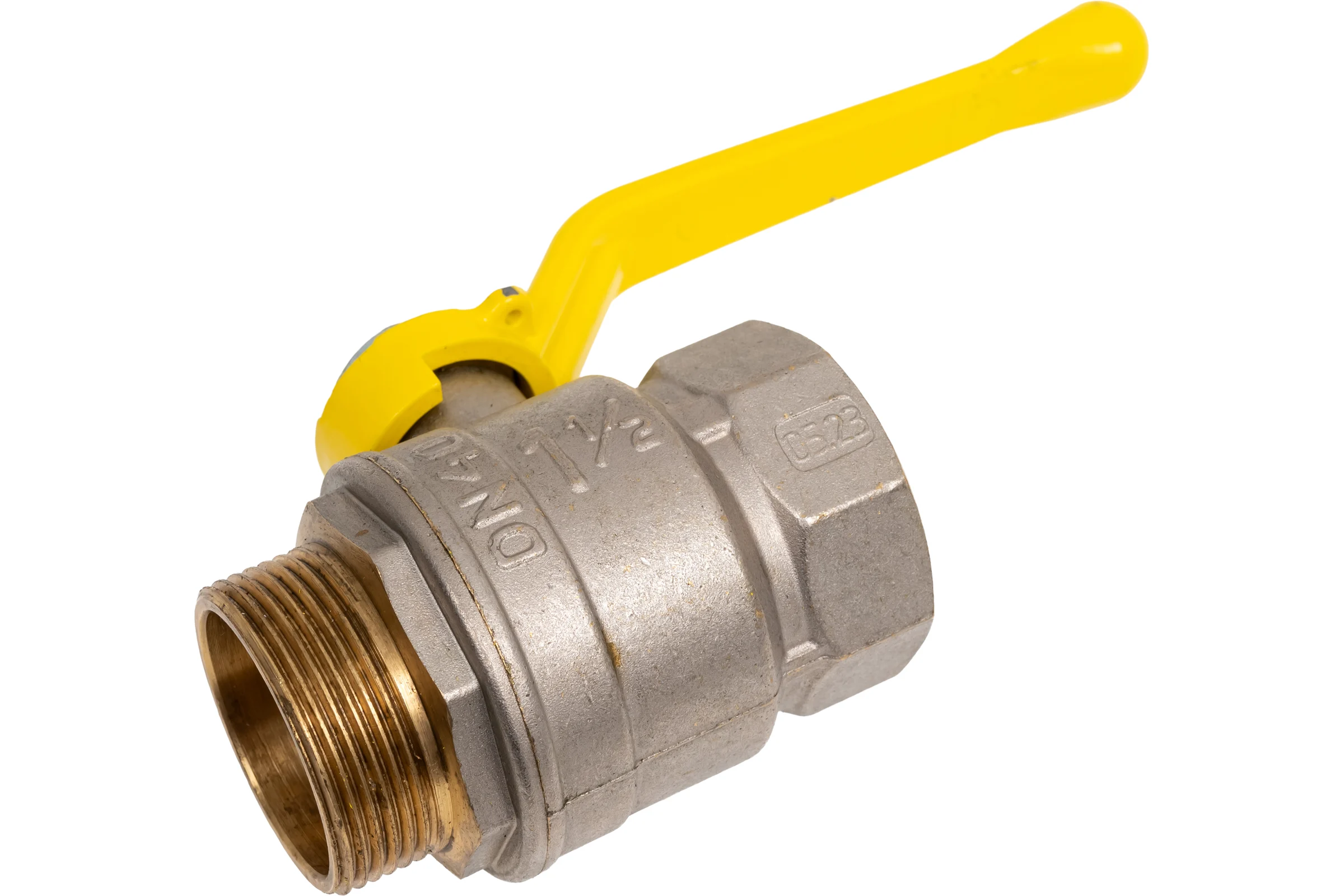 Кран шаровой латунный LD Pride 47.40.В-Н.Р GAS Ду 40 Ру 25 рычаг с биркой LD 47.363.40