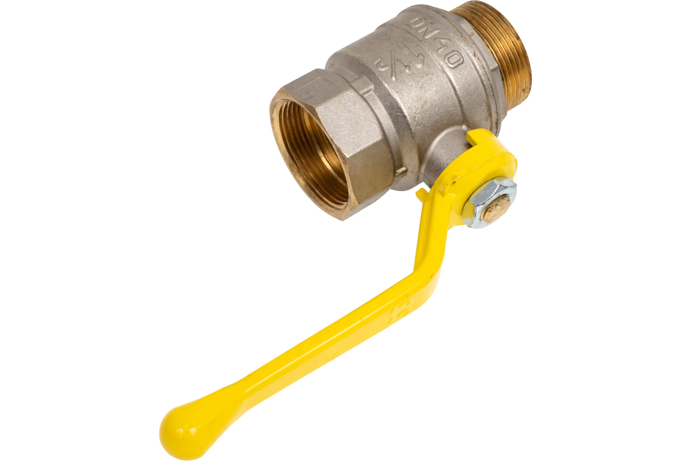 Кран шаровой латунный LD Pride 47.40.В-Н.Р GAS Ду 40 Ру 25 рычаг с биркой LD 47.363.40