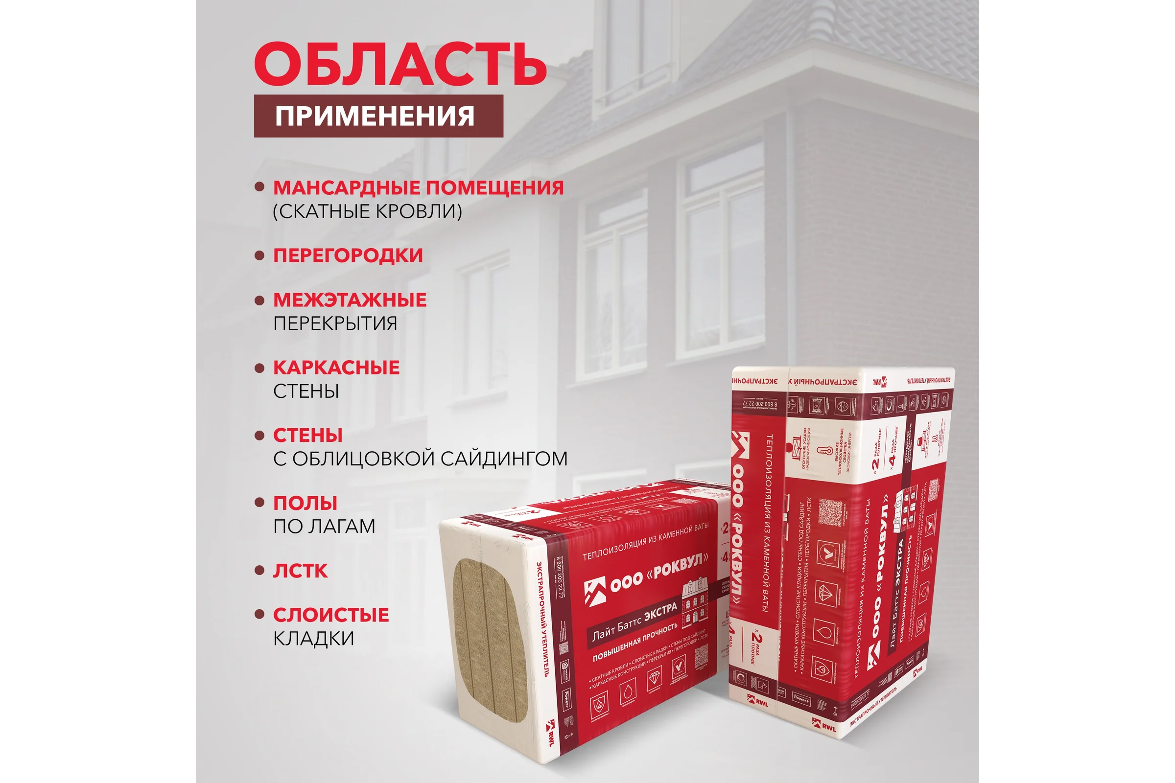 Утеплитель RWL РОКВУЛ ЛАЙТ БАТТС ЭКСТРА 1000x600x50 ГП-315200