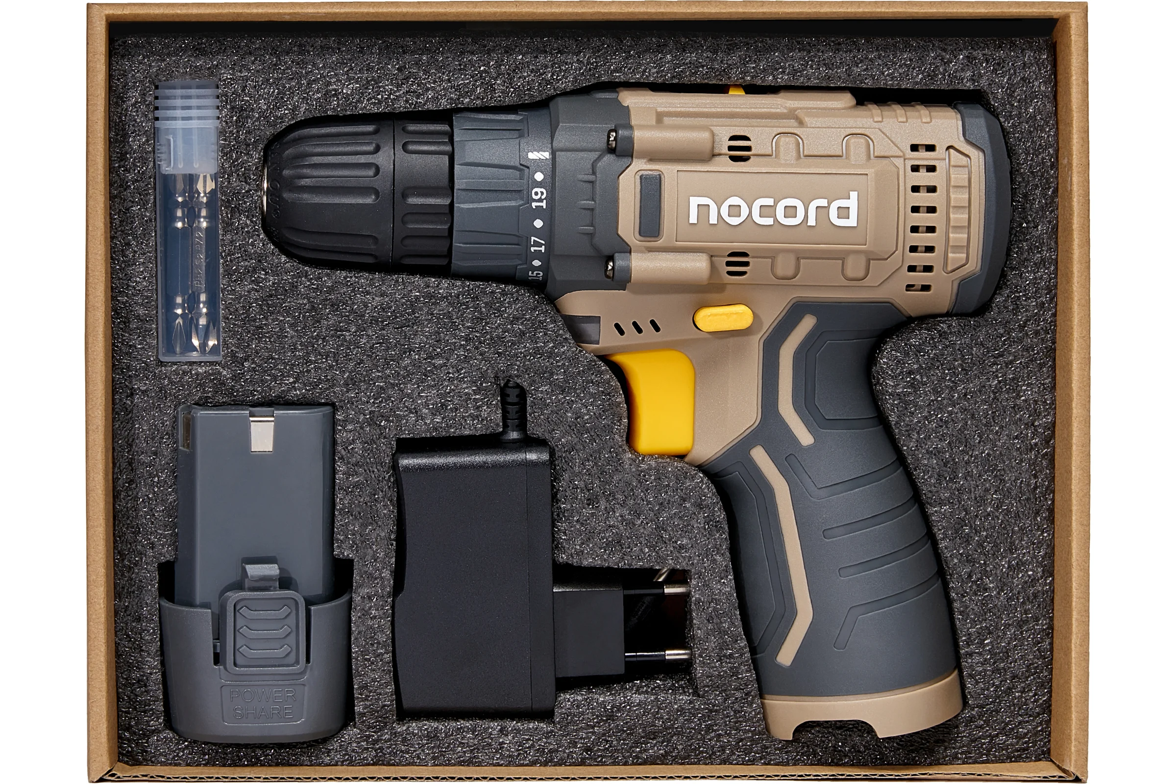 Аккумуляторная дрель-шуруповерт Nocord 12В, 1x2.0 А·ч Li-Ion, в коробке + 2 биты, NCD-12.1.20.B 900194.NCD-12.1.20.B-2
