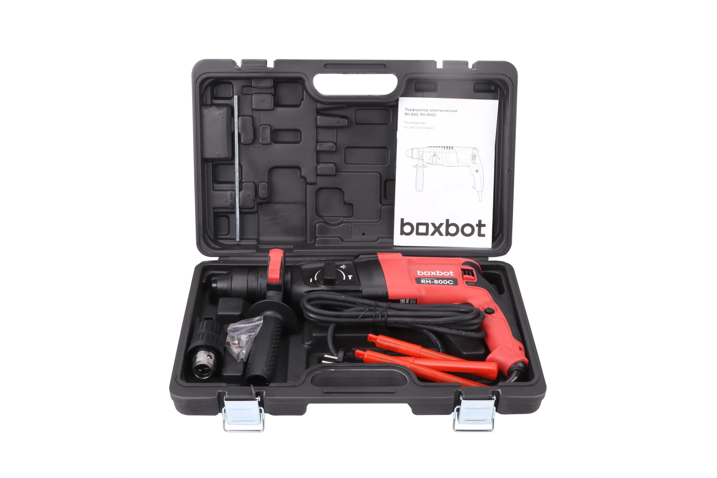 Перфоратор Boxbot 800 Вт, 2.8 Дж, кейс, быстросъёмный патрон SDS+ и кулачковый патрон в комплекте, RH-800С 903116.RH-800C-2