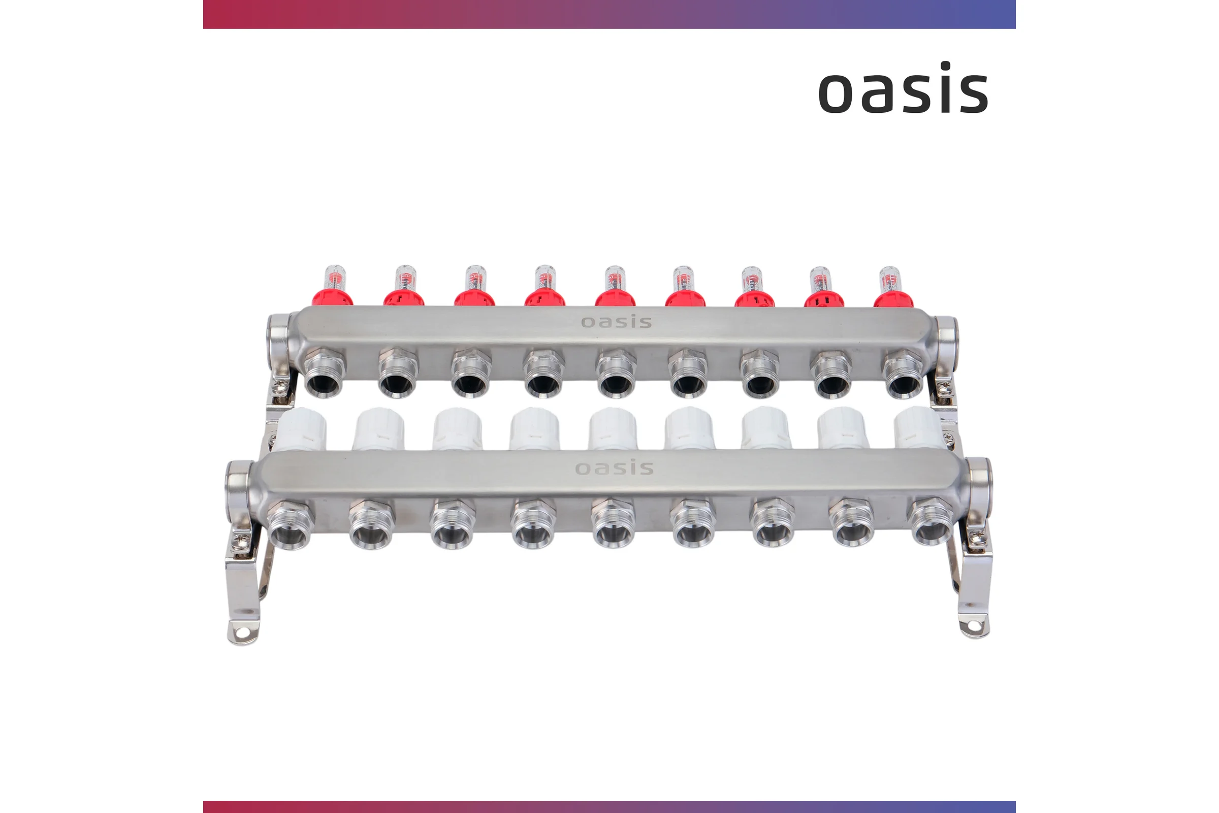 Коллекторная группа OASIS с расх., 9-вых. НЕРЖ 1”3/4 KNB01-09