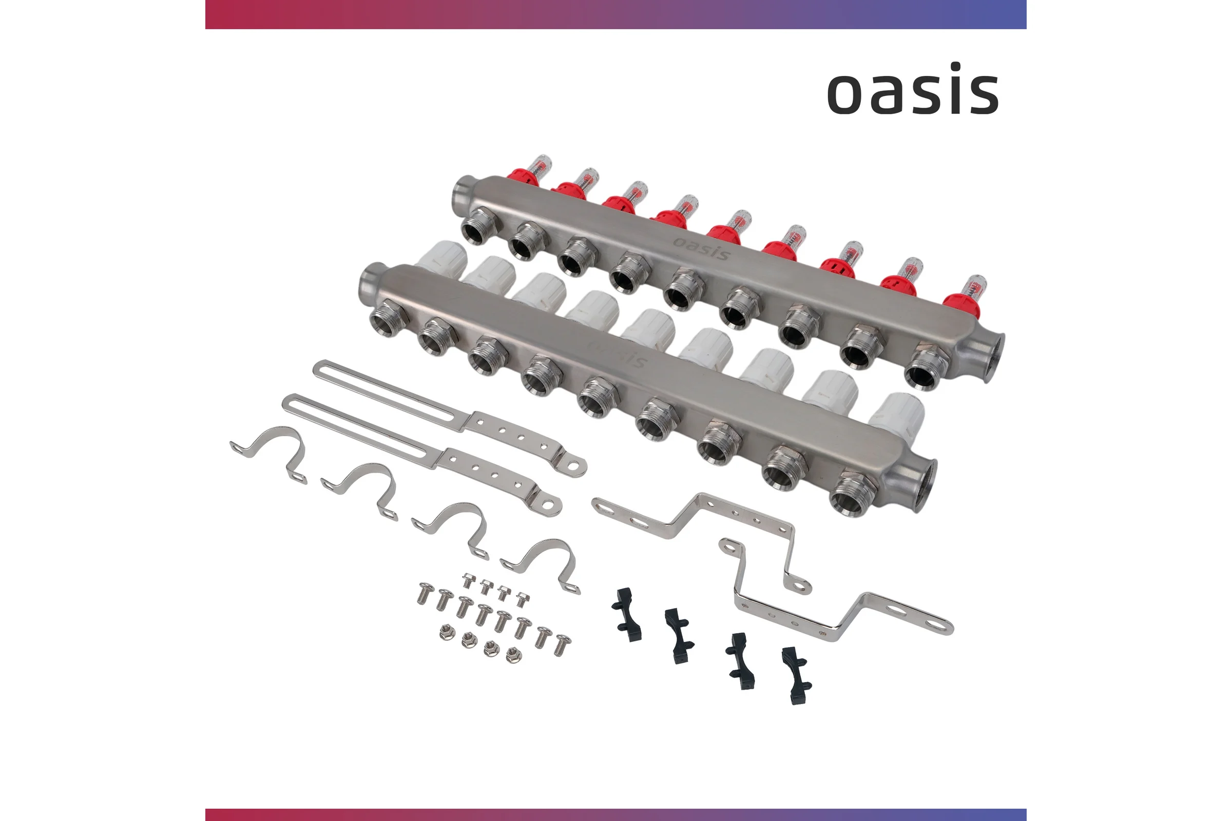 Коллекторная группа OASIS с расх., 9-вых. НЕРЖ 1”3/4 KNB01-09