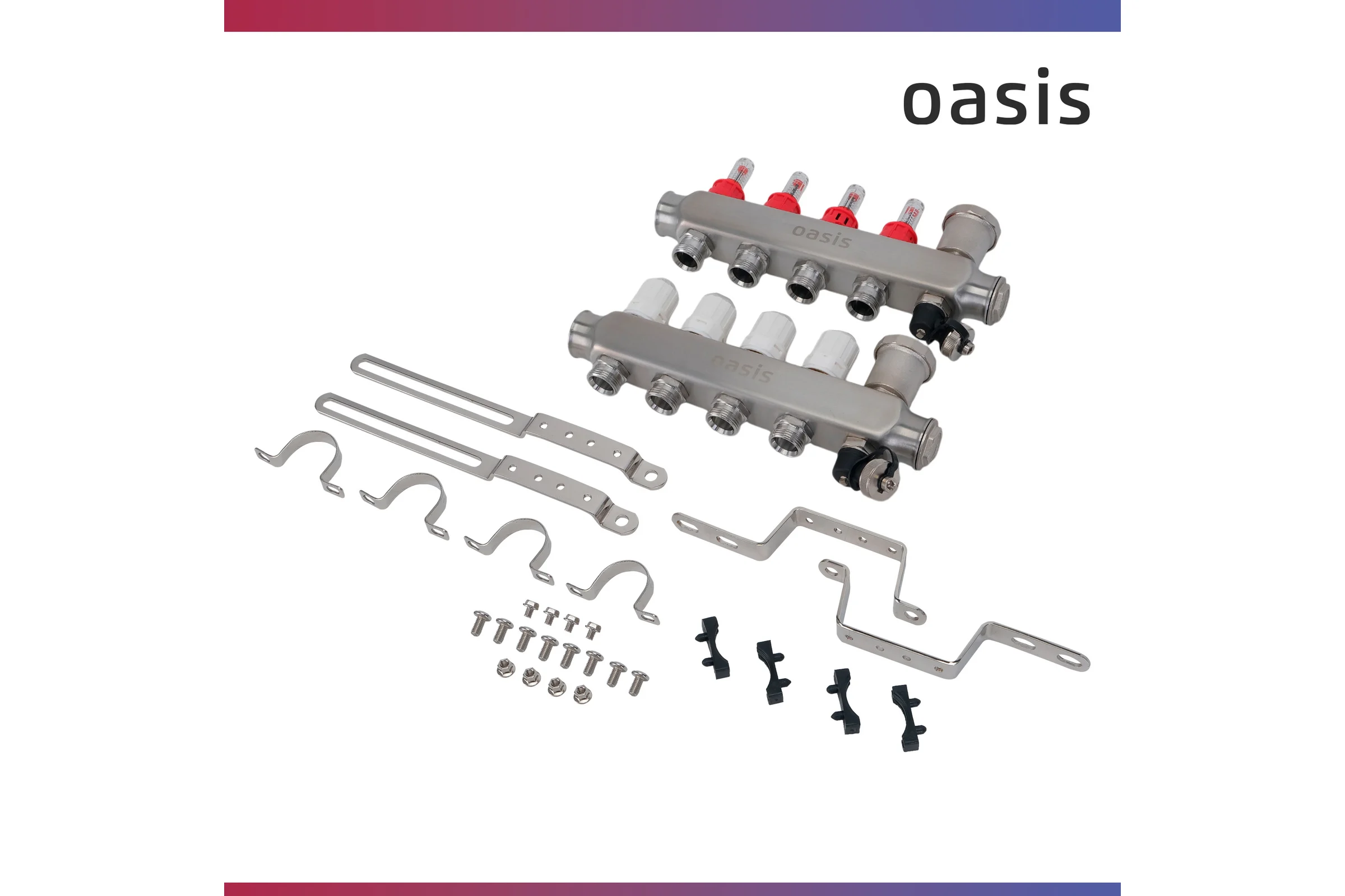 Коллекторная группа OASIS с расх. в сборе, 4-вых. НЕРЖ 1”3/4 KNR01-04