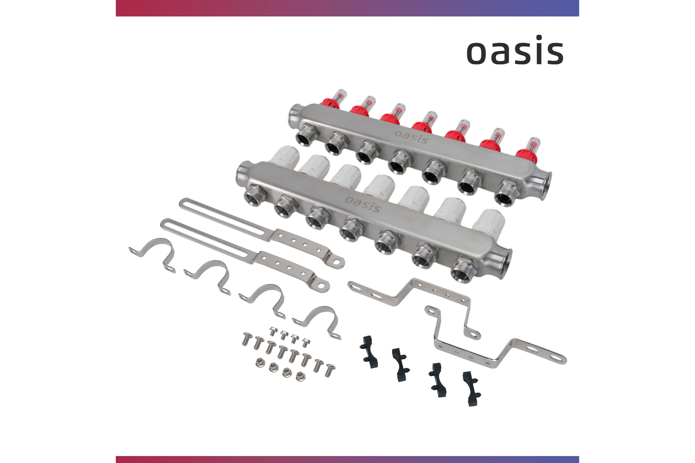 Коллекторная группа OASIS с расх., 7-вых. НЕРЖ 1”3/4 KNB01-07