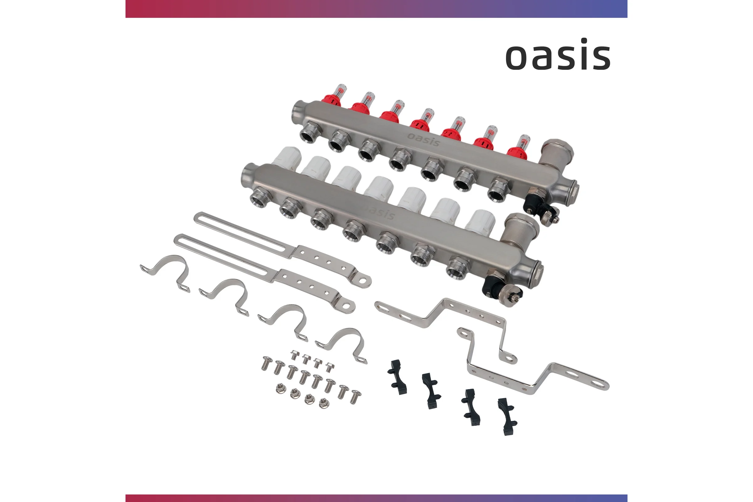 Коллекторная группа OASIS с расх. в сборе, 7-вых. НЕРЖ 1”3/4 KNR01-07