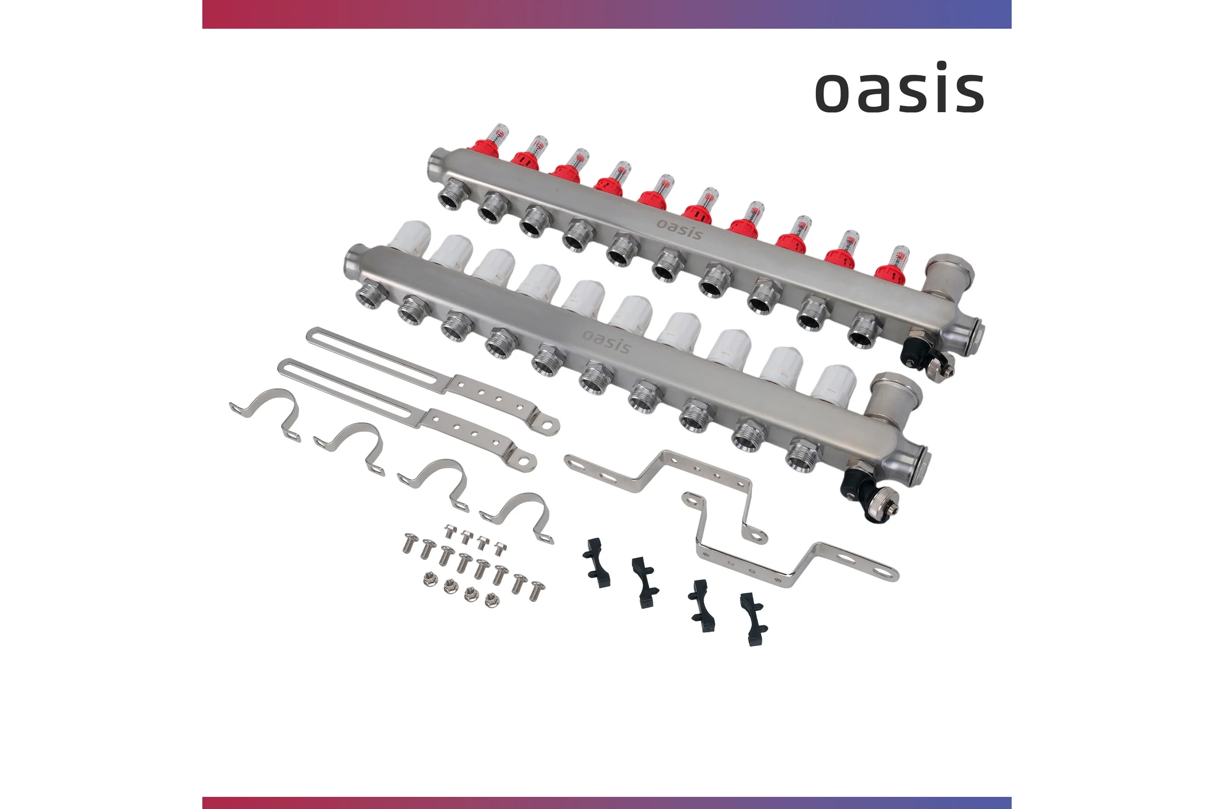 Коллекторная группа OASIS с расх. в сборе, 10-вых. НЕРЖ 1”3/4 KNR01-10