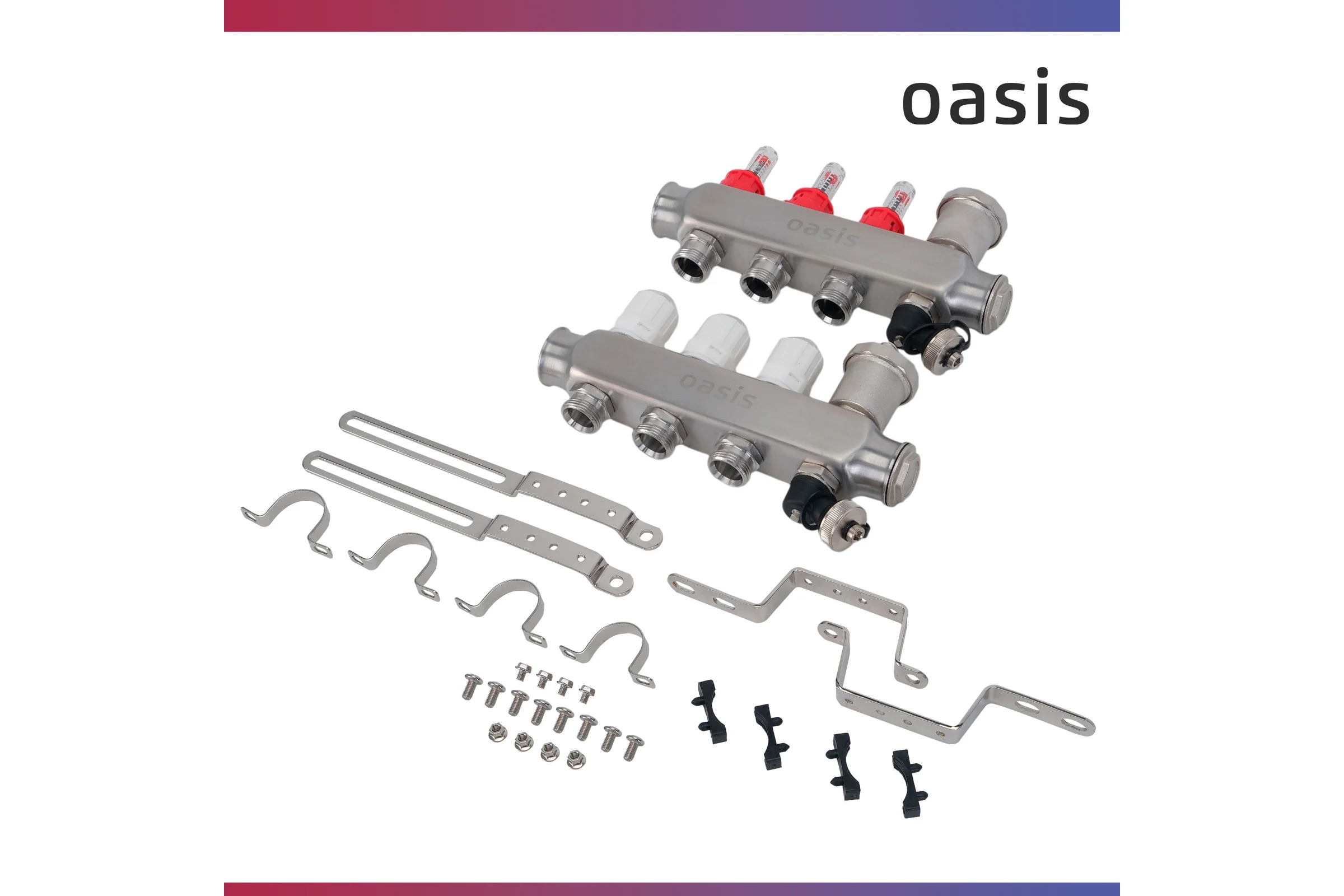 Коллекторная группа OASIS с расх. в сборе, 3-вых. НЕРЖ 1”3/4 KNR01-03