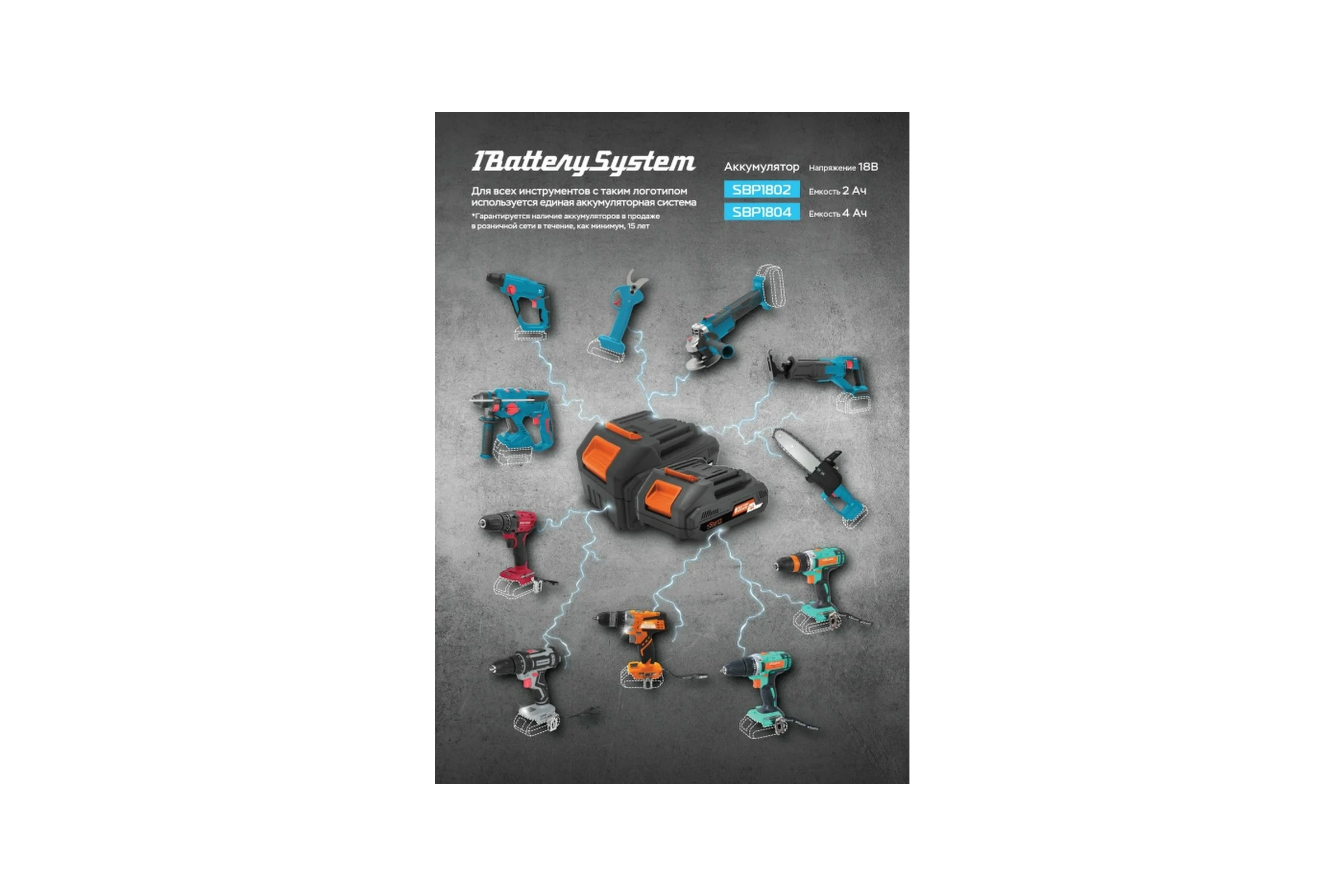 Аккумулятор 1BatterySystem (18 В; 4 Ач) Sturm SBP1804