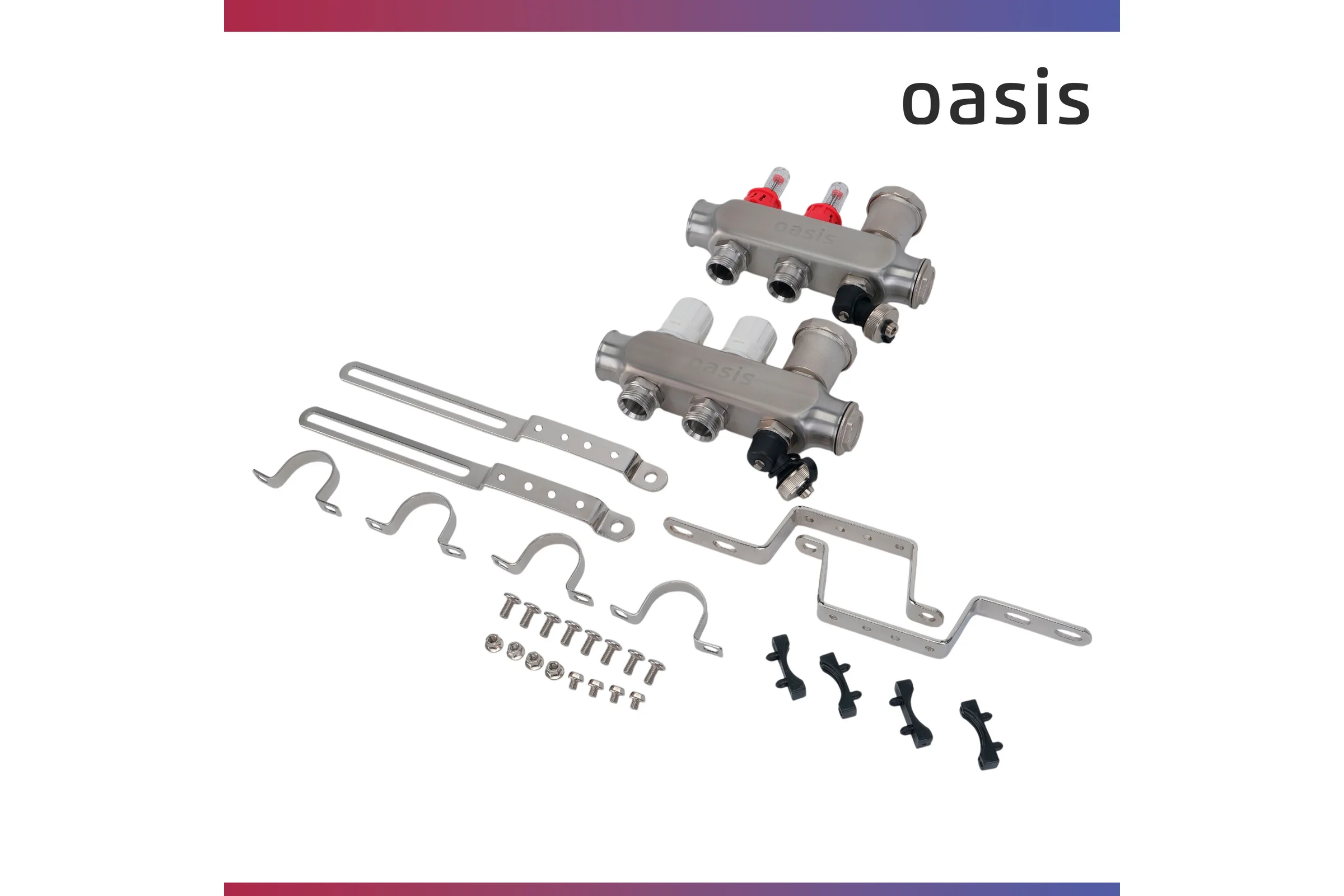 Коллекторная группа с расх. в сборе OASIS 2-вых. НЕРЖ 1”3/4 KNR01-02