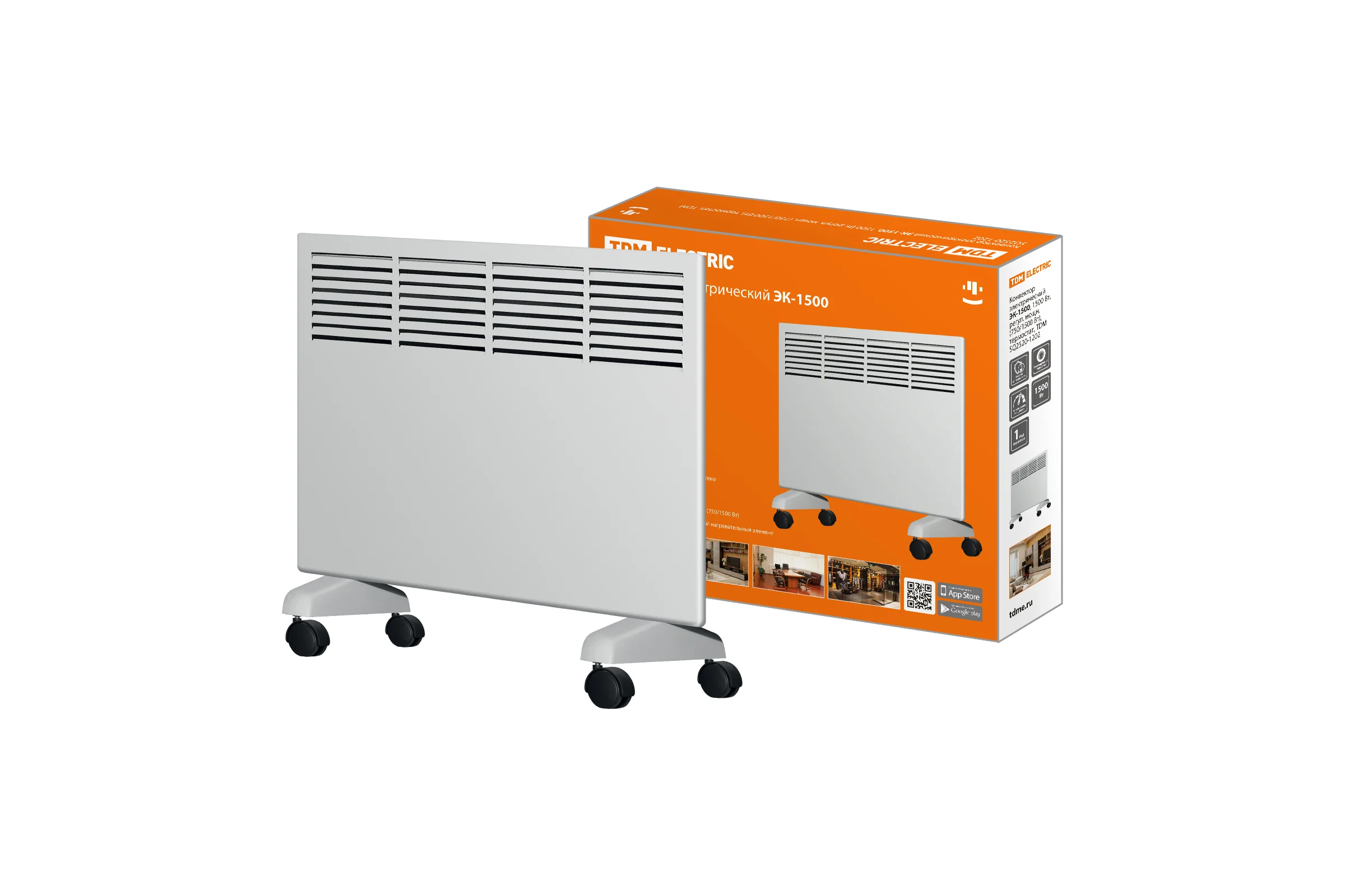Электрический конвектор TDM ELECTRIC ЭК-1500, 1500 Вт, регулируемая мощность, 750/1500 Вт, термостат, SQ2520-1202
