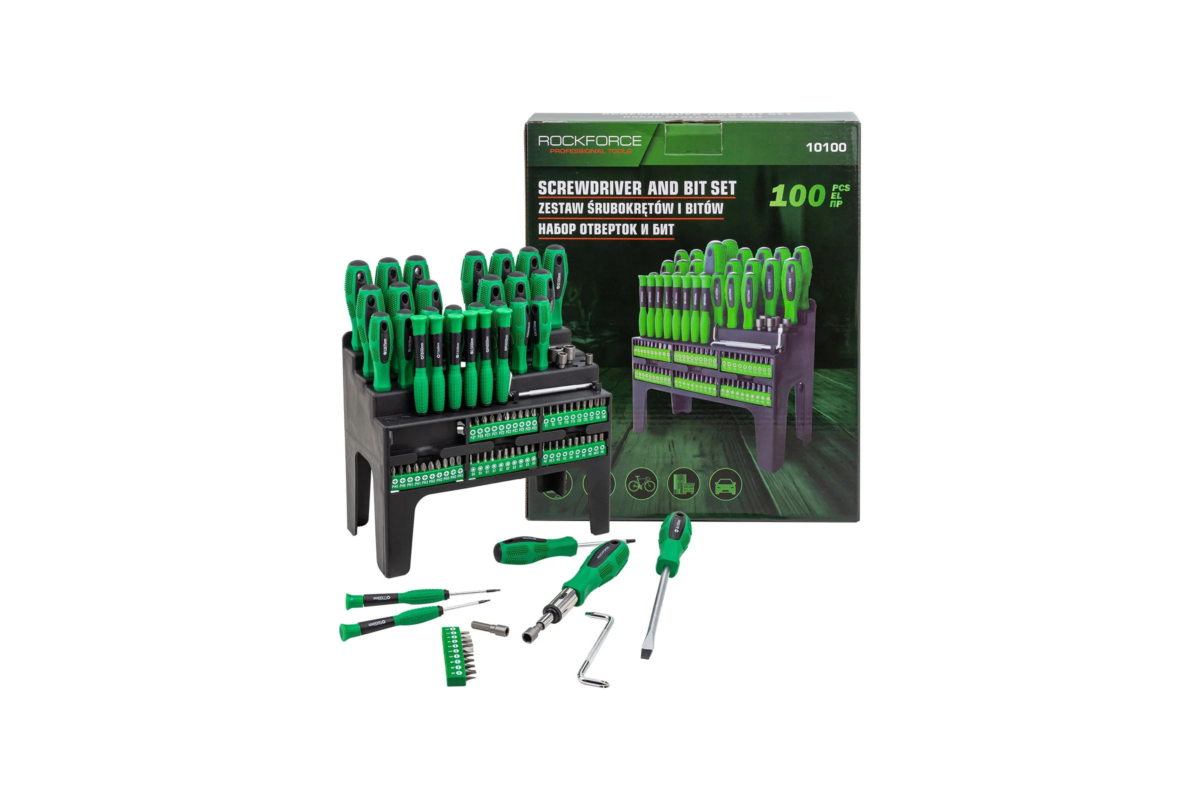 Набор отверток и бит Rockforce 100 предметов RF-10100(64755)