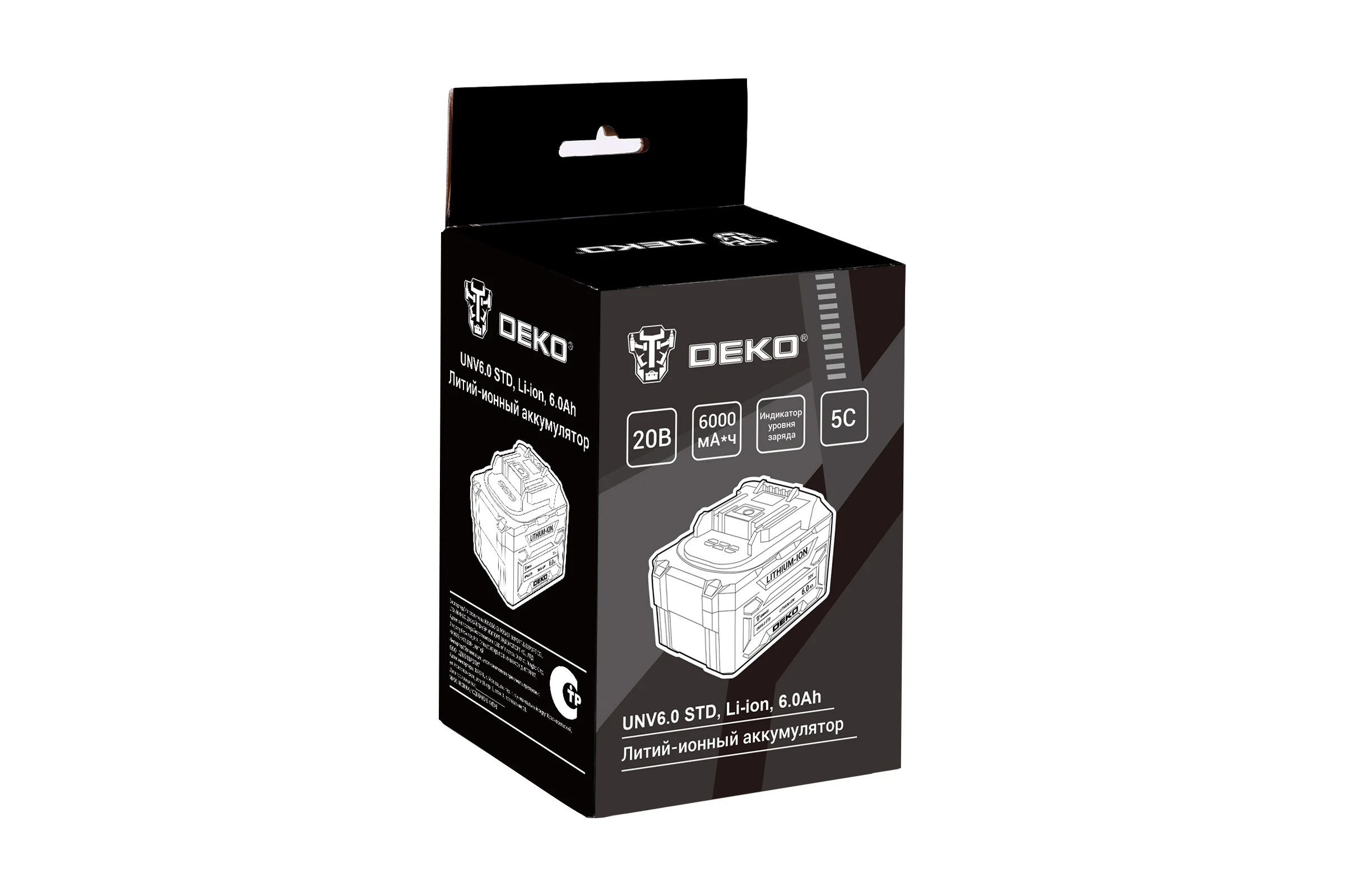 Аккумулятор DEKO UNV6.0 STD, Li-ion, 20В, 6.0Ач 085-1086