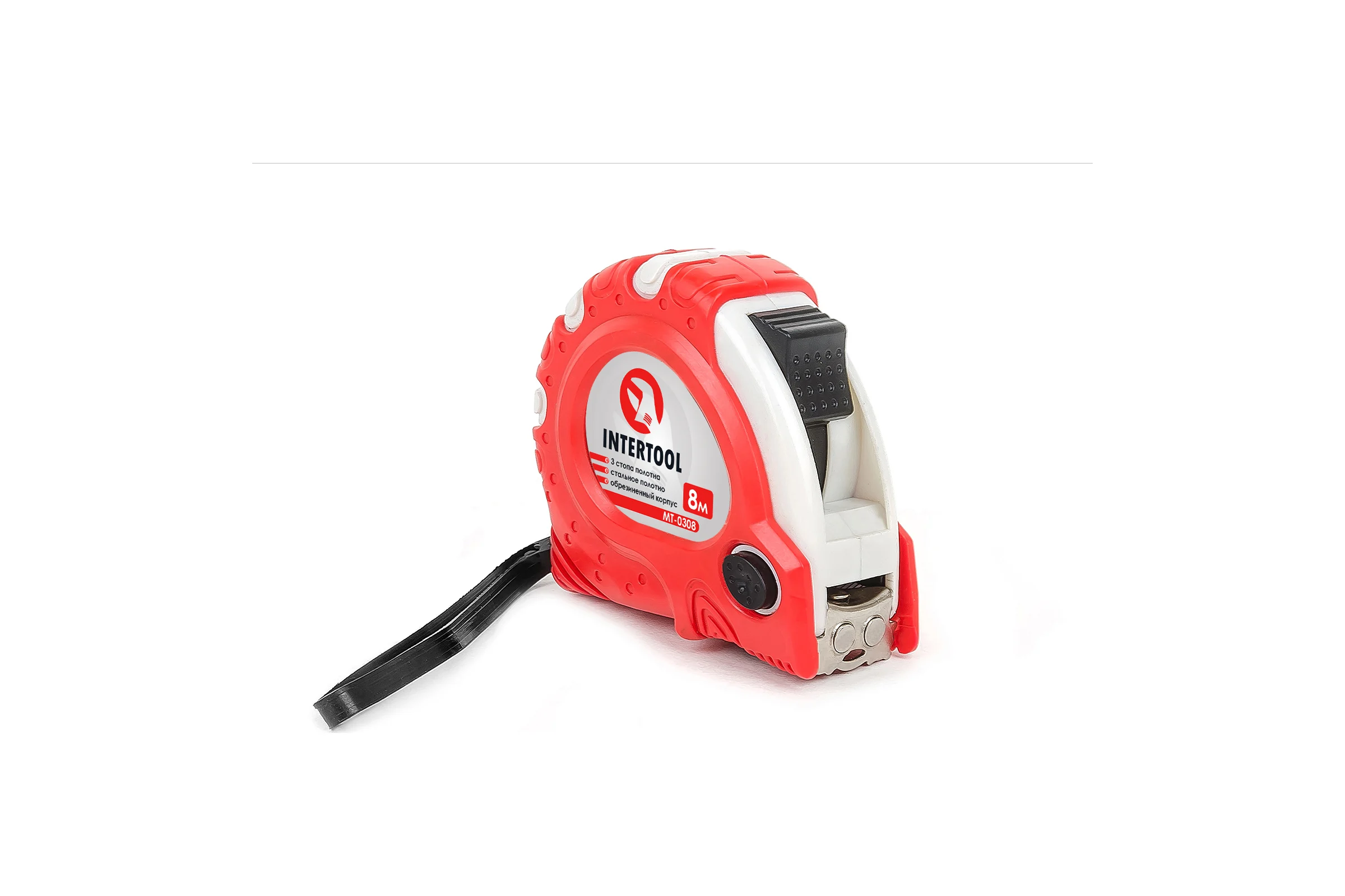 Рулетка с фиксатором INTERTOOL Супер Магнит blister 8 м х 25 мм MT-0308