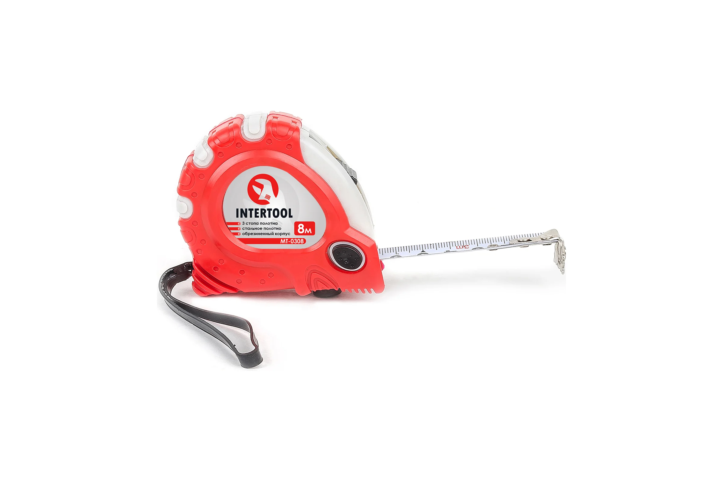 Рулетка с фиксатором INTERTOOL Супер Магнит blister 8 м х 25 мм MT-0308