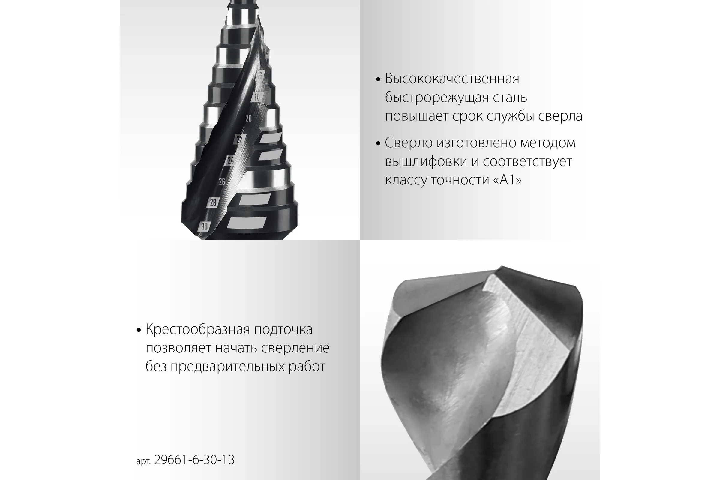 Cверло ступенчатое STAYER Pro-Max 6-30мм, 13 ступеней, винтовая спираль 29661-6-30-13