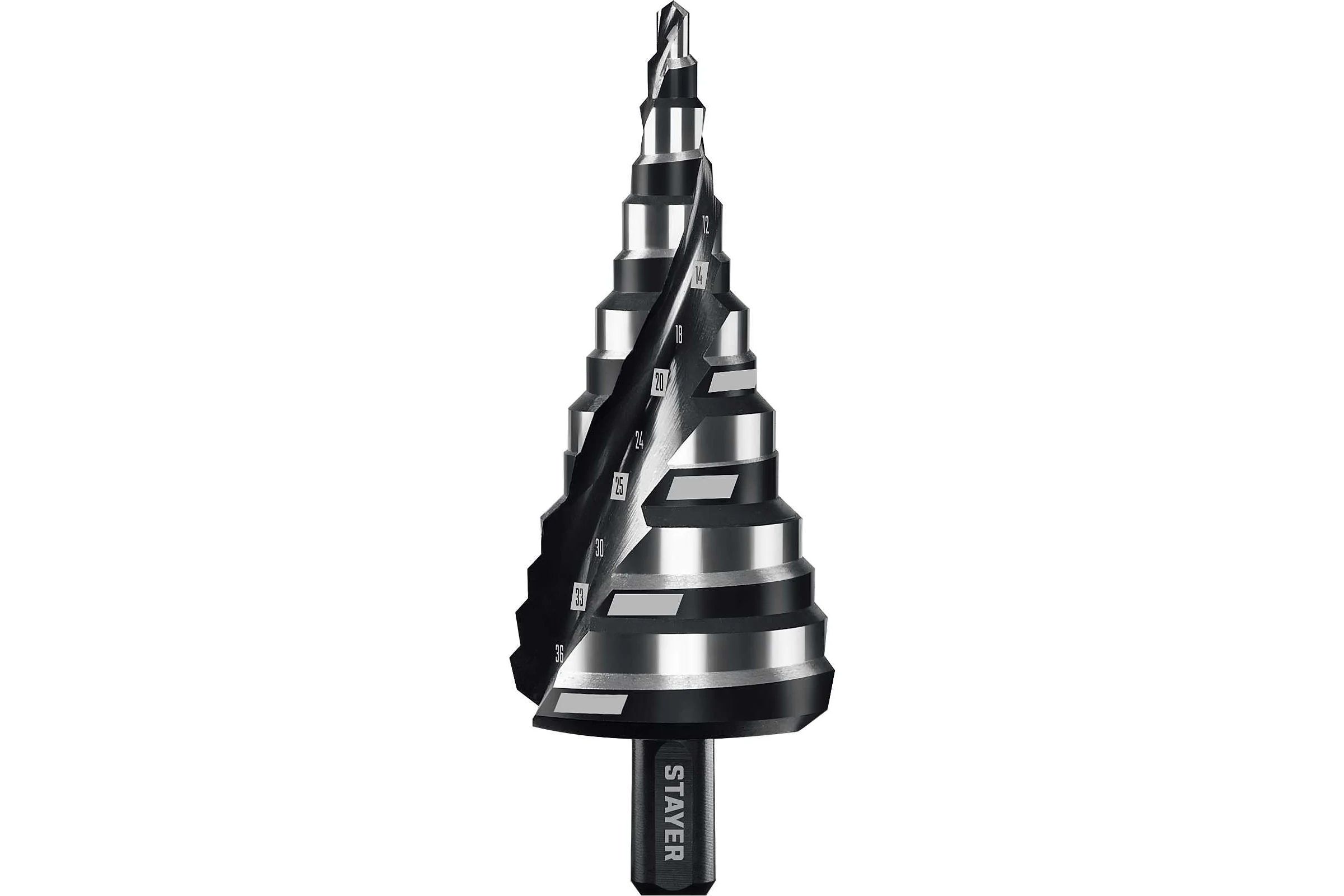 Cверло ступенчатое STAYER Pro-Max 4-39мм, 14 ступеней, винтовая спираль 29661-4-39-14