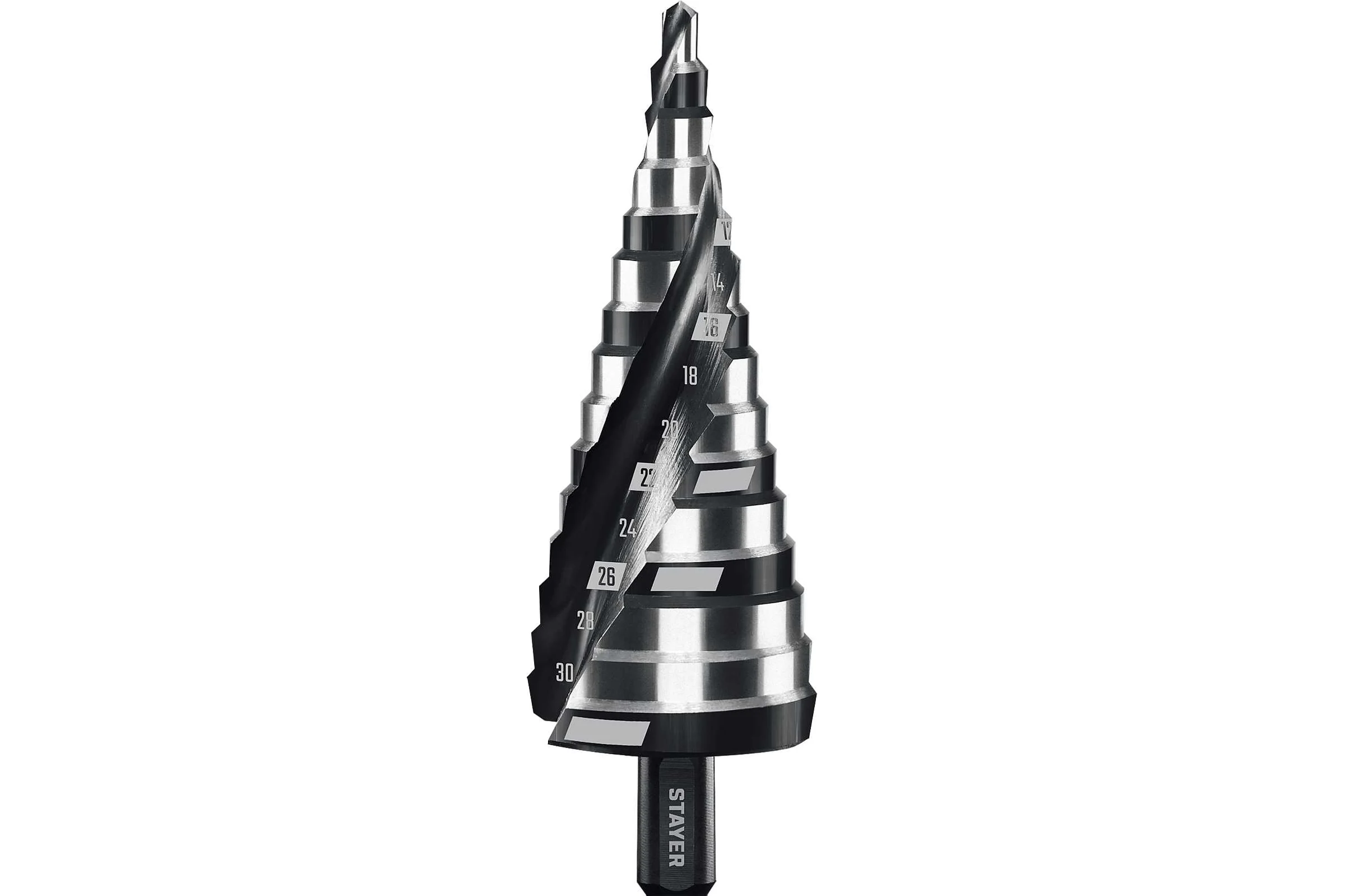 Cверло ступенчатое STAYER Pro-Max 4-32мм, 15 ступеней, винтовая спираль 29661-4-32-15